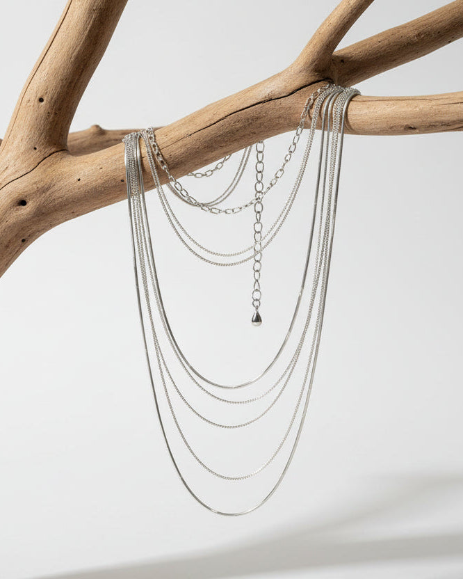 COLLANA MULTIFILI LUMINOSA COL ARGENTO