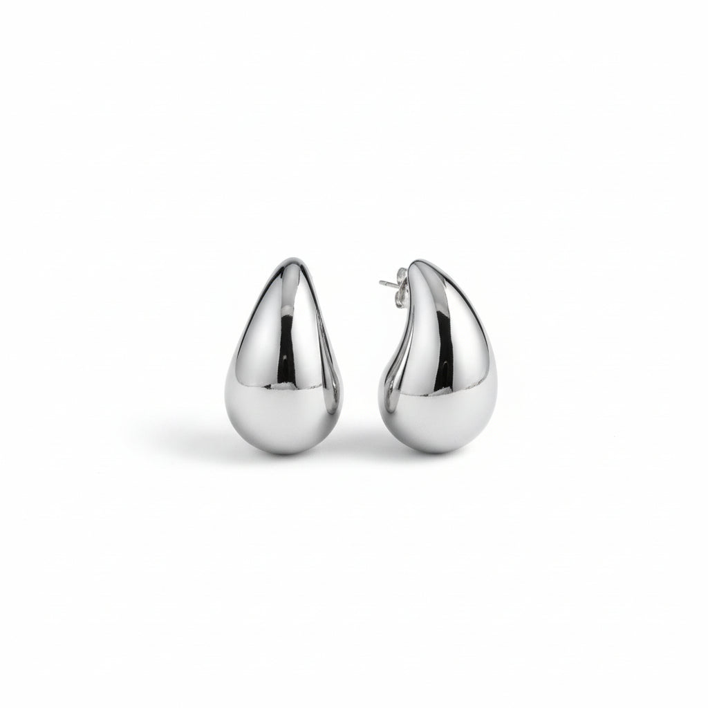 ORECCHINI A GOCCIA EFFETTI SPECCHIATO SILVER