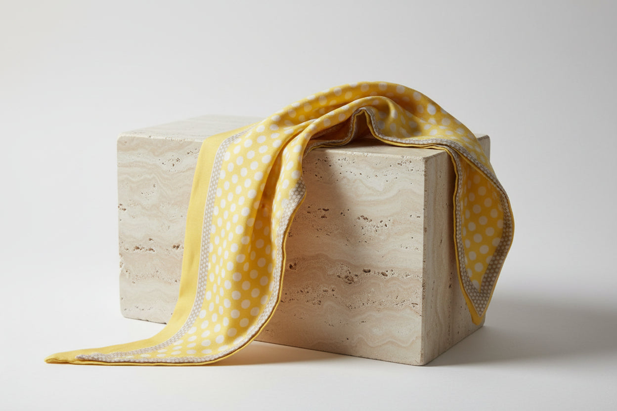 BANDANA USO DOPPIO CAPELLI & FUSCIACCA A POIS COL GIALLO