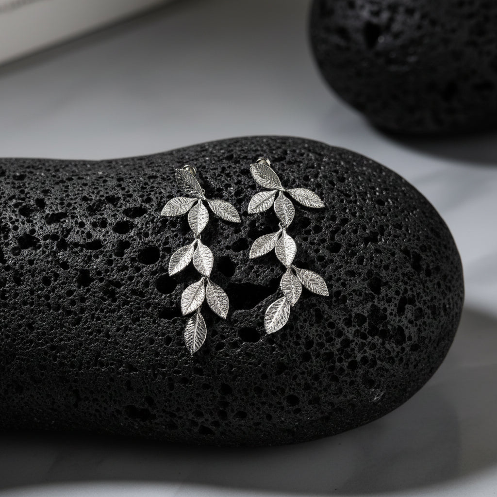 ORECCHINI ARGENTO RAMO DI FOGLIE COL SILVER