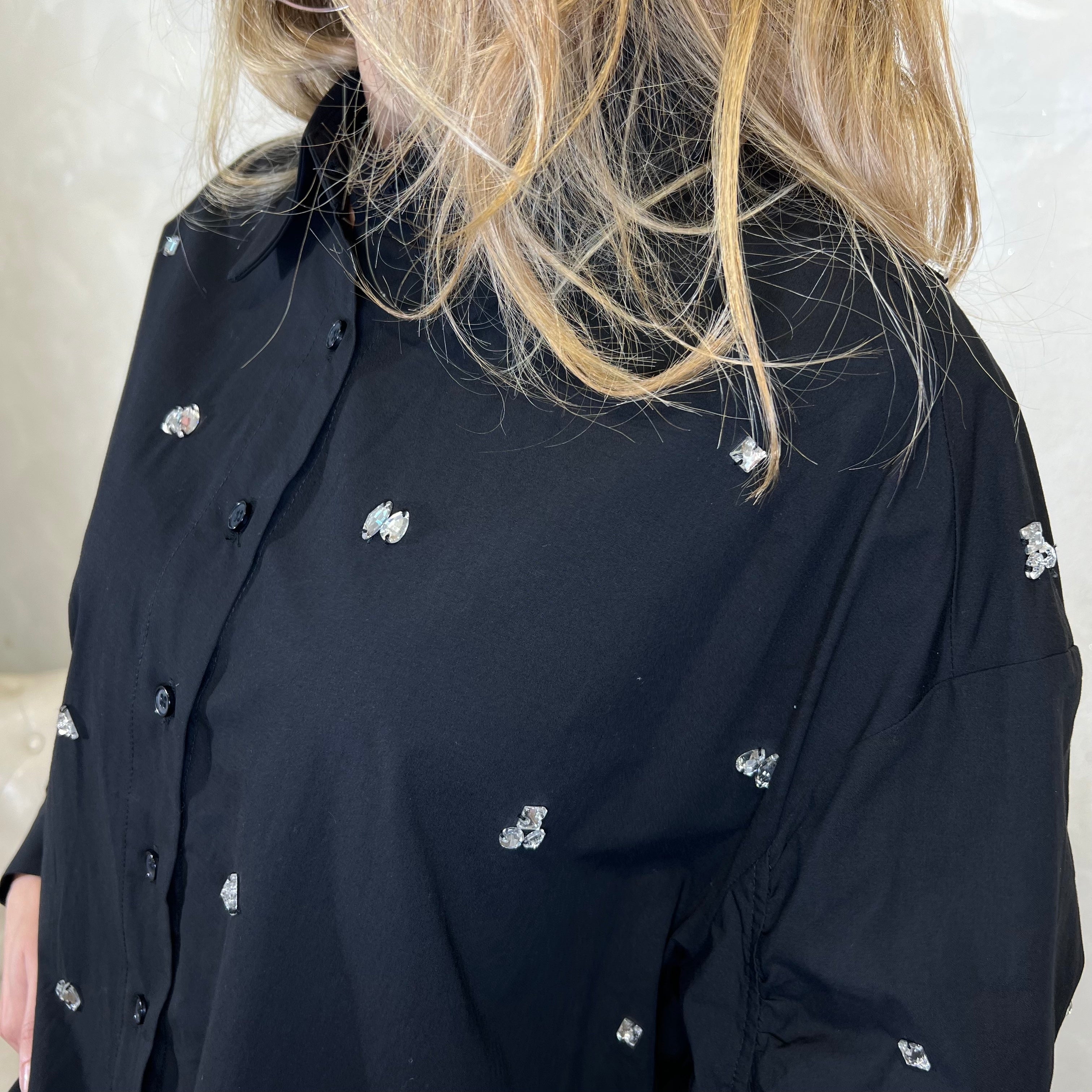 CAMICIA STRASS BRILLANTI COL. NERO