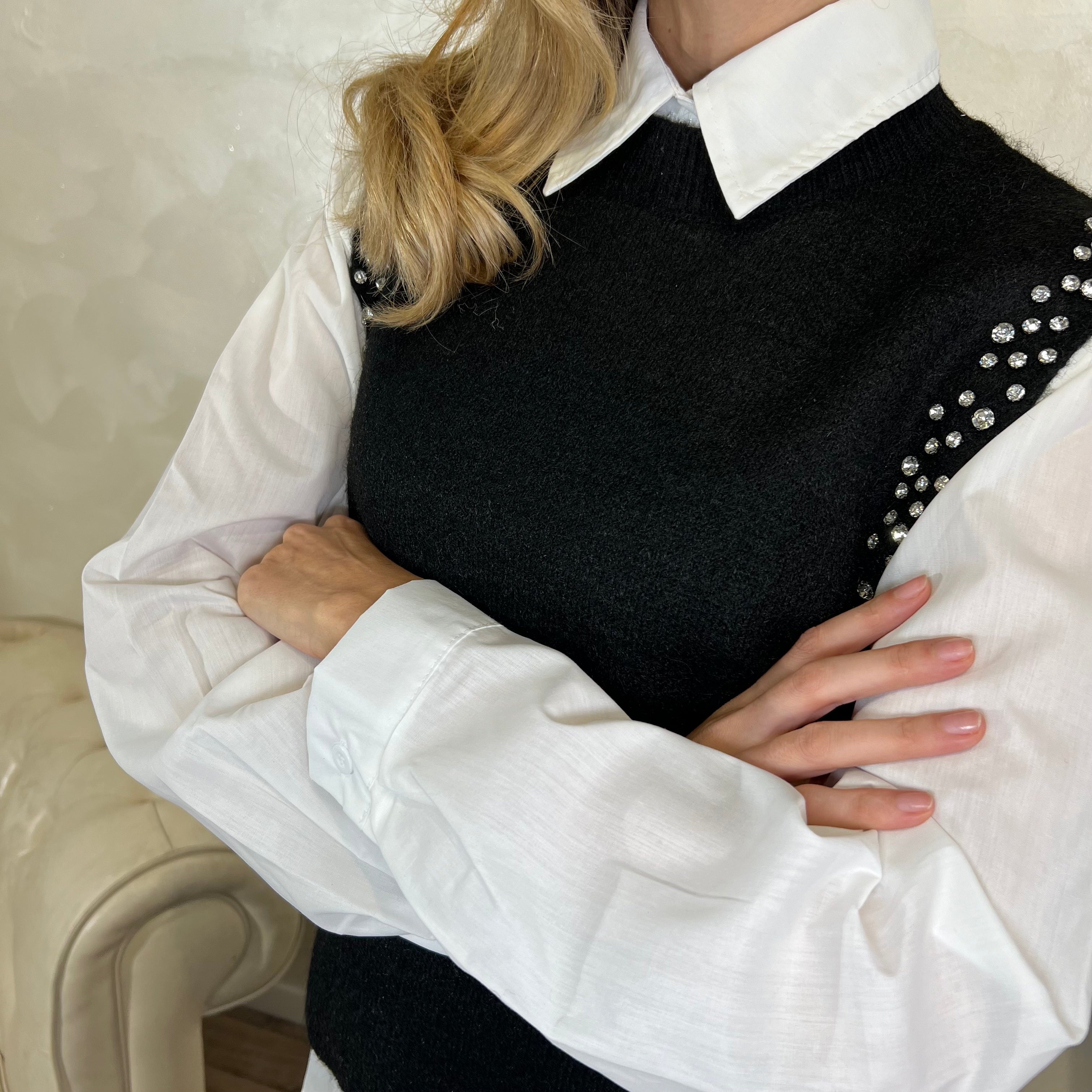 CAMICIA CON GILET IN MAGLIA COL. MORO