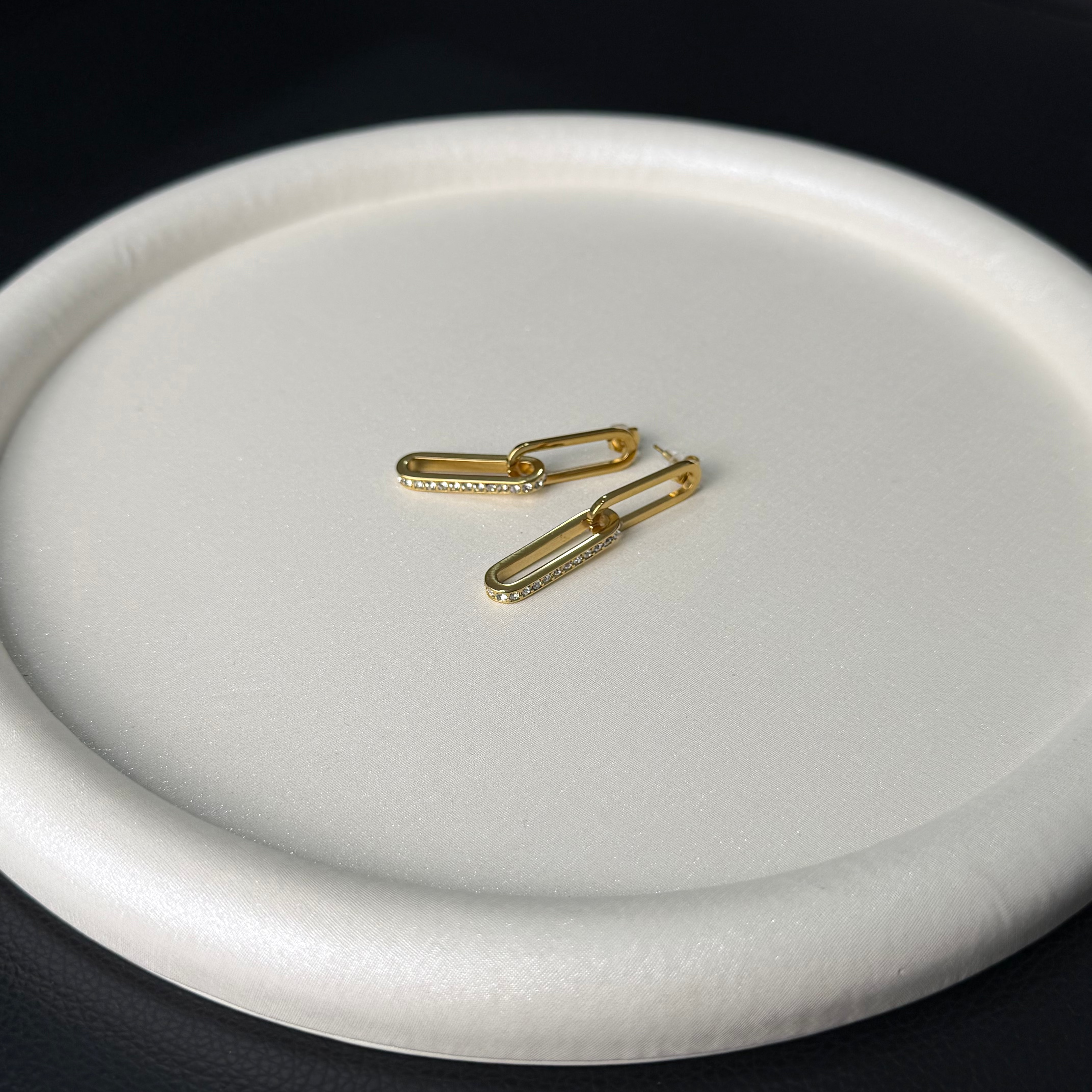 ORECCHINI ORO OVALI CON STRASS