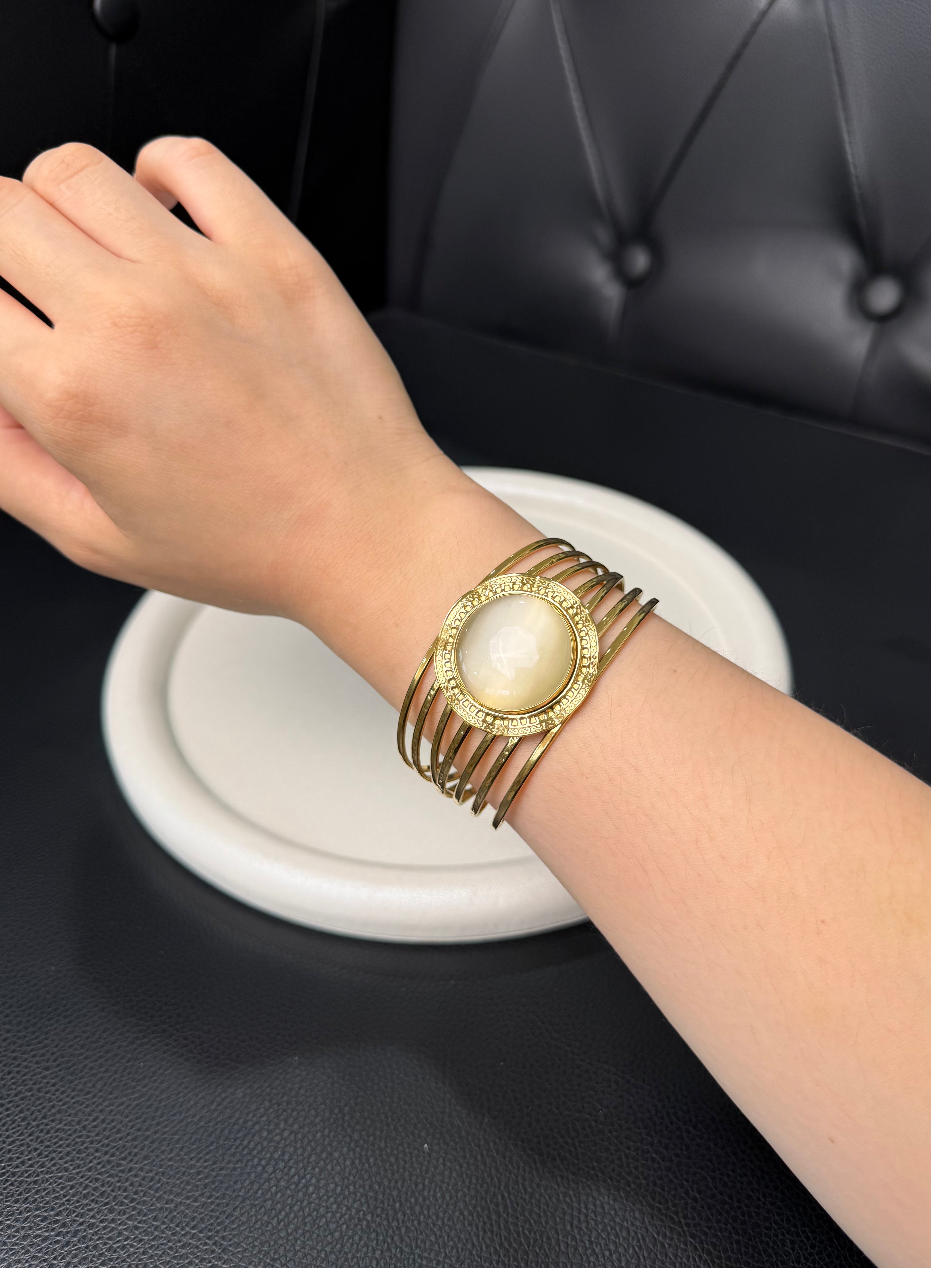 BRACCIALE ORO CON PIETRA CHIARA & PUNTI LUCE