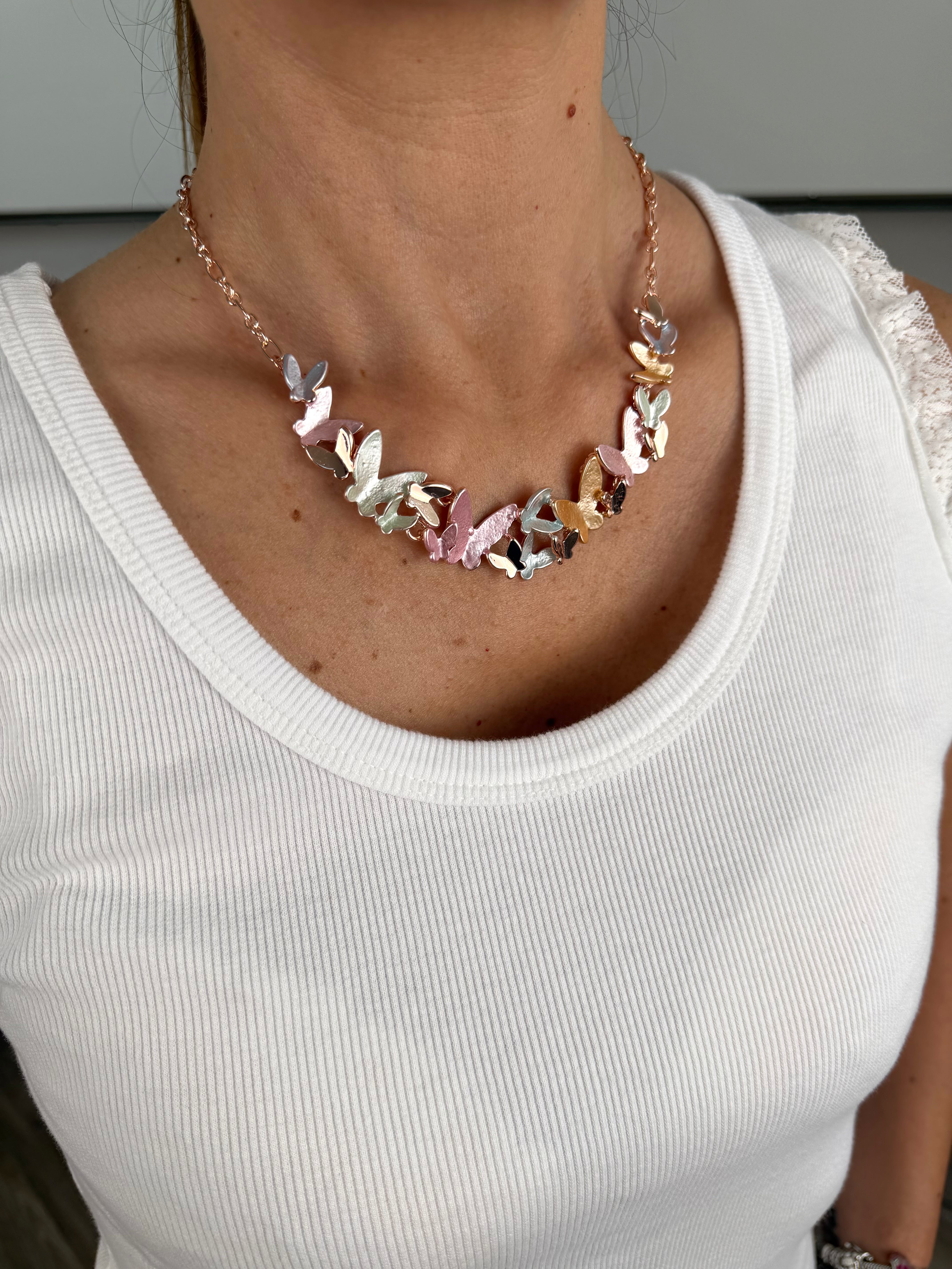 COLLANA FARFALLE MULTICOLOR METALLO MISTO