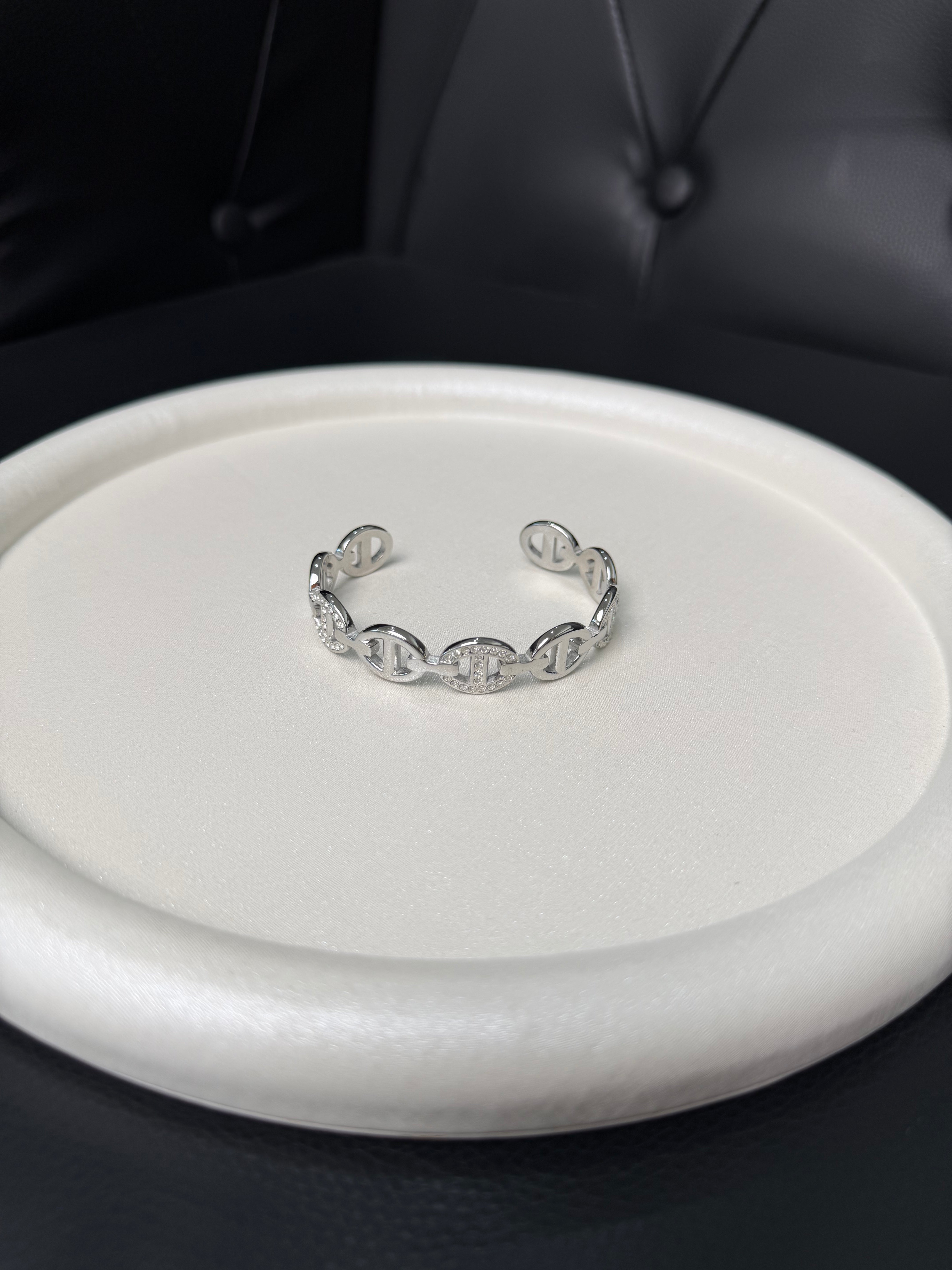 BRACCIALE ARGENTO MAGLIA TONDA CON PUNTI LUCE