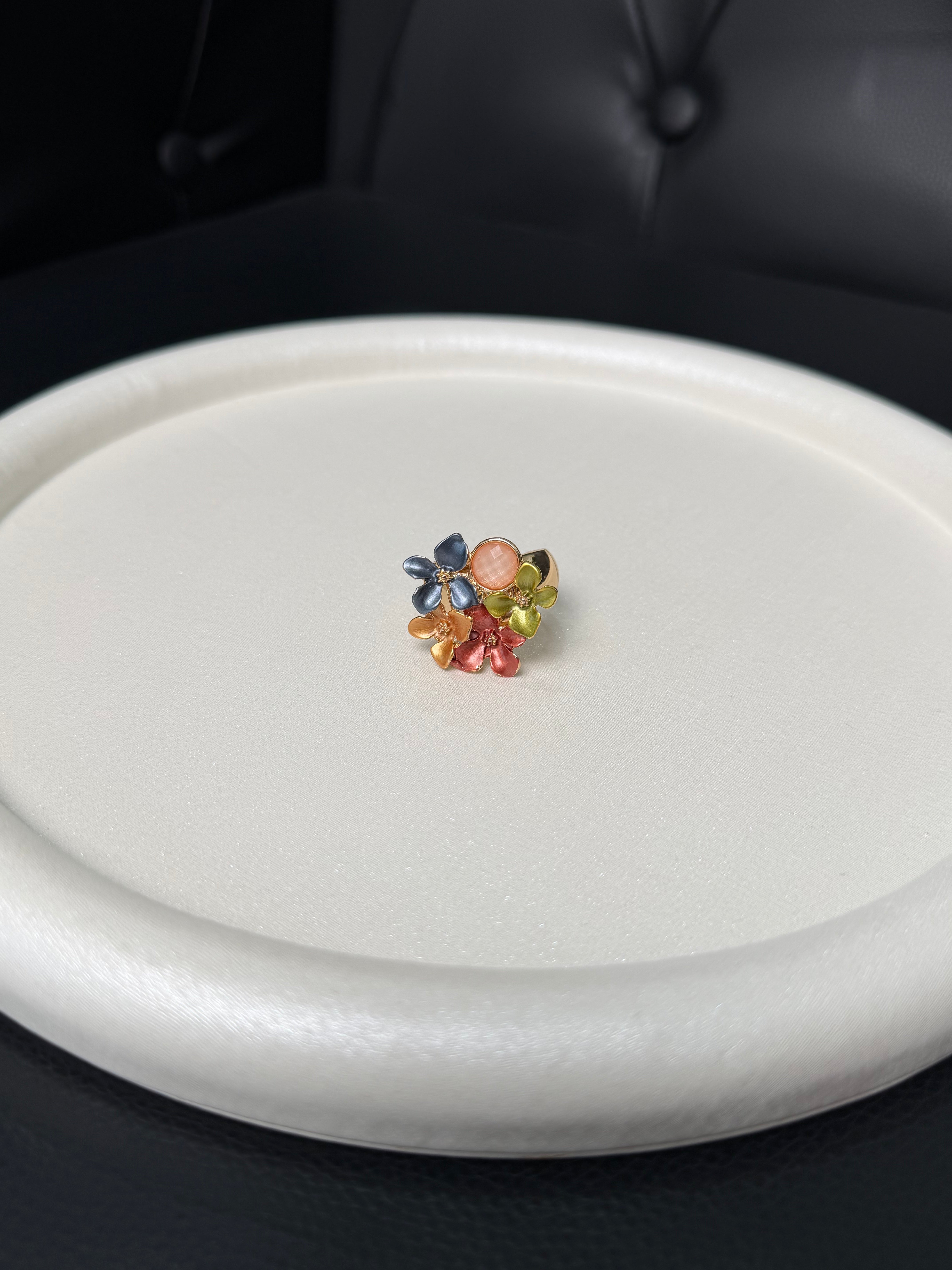 ANELLO ORO CON FIORE MULTICOLOR