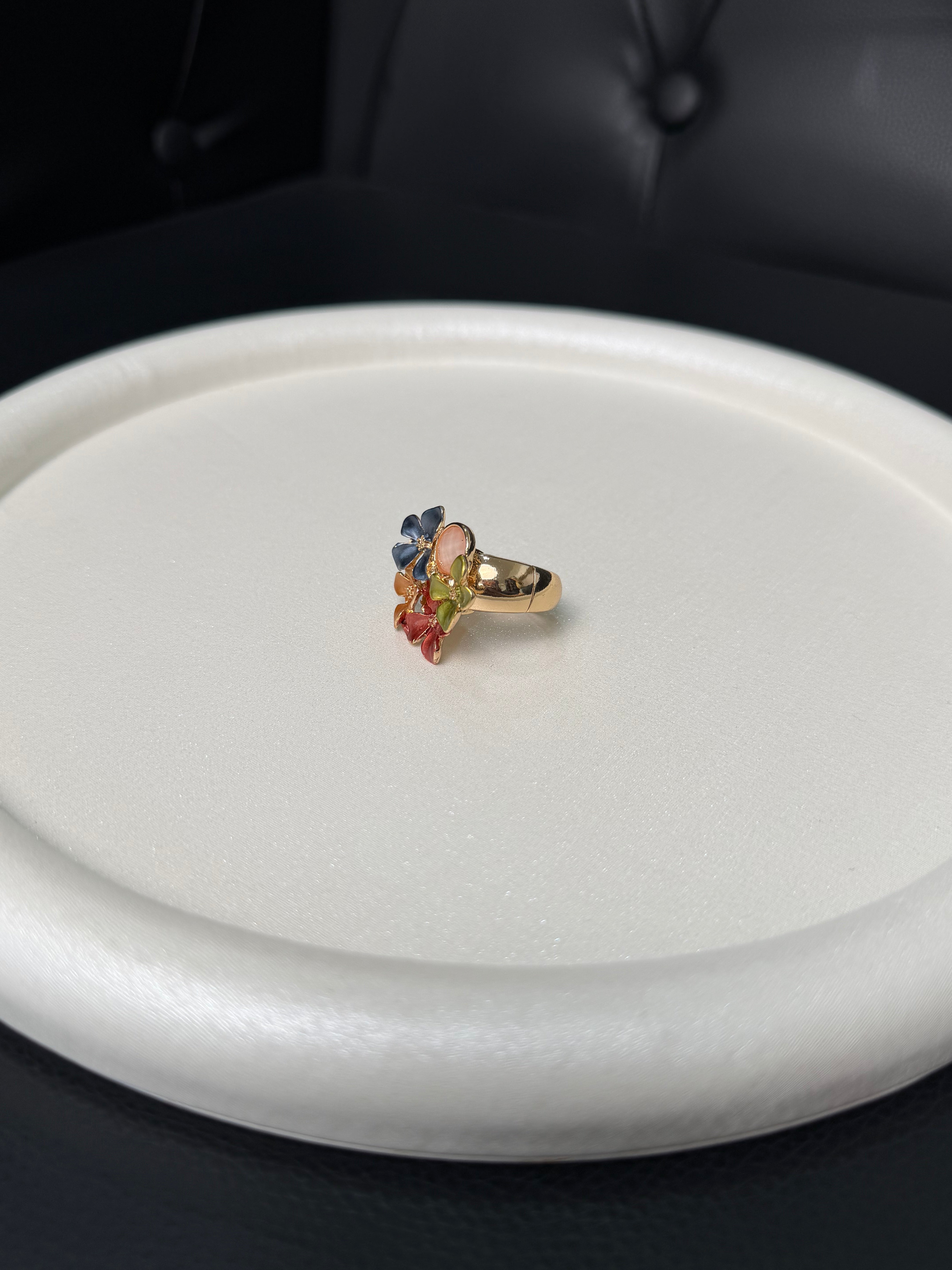ANELLO ORO CON FIORE MULTICOLOR