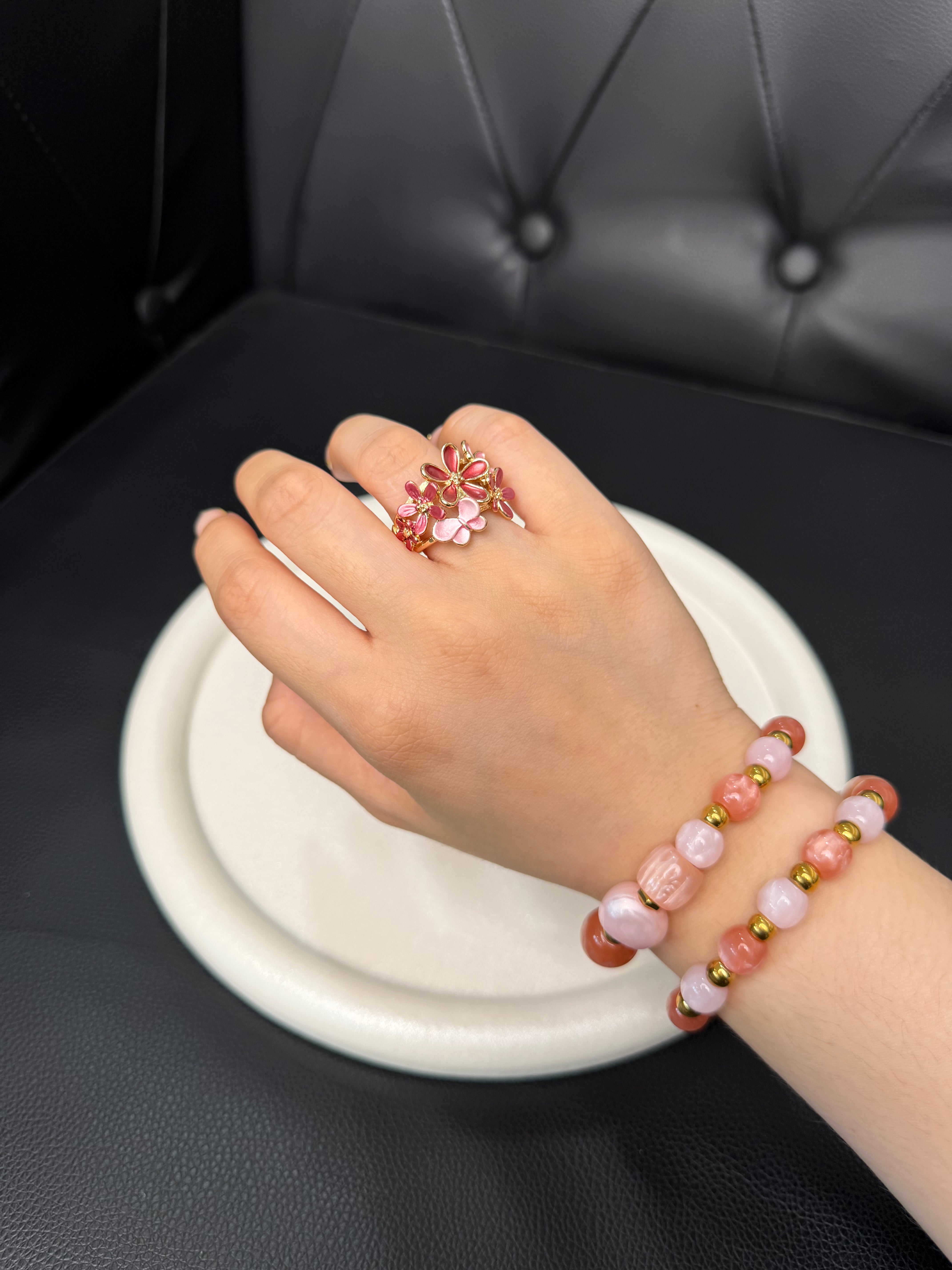 ANELLO ORO CON FIORE ROSA