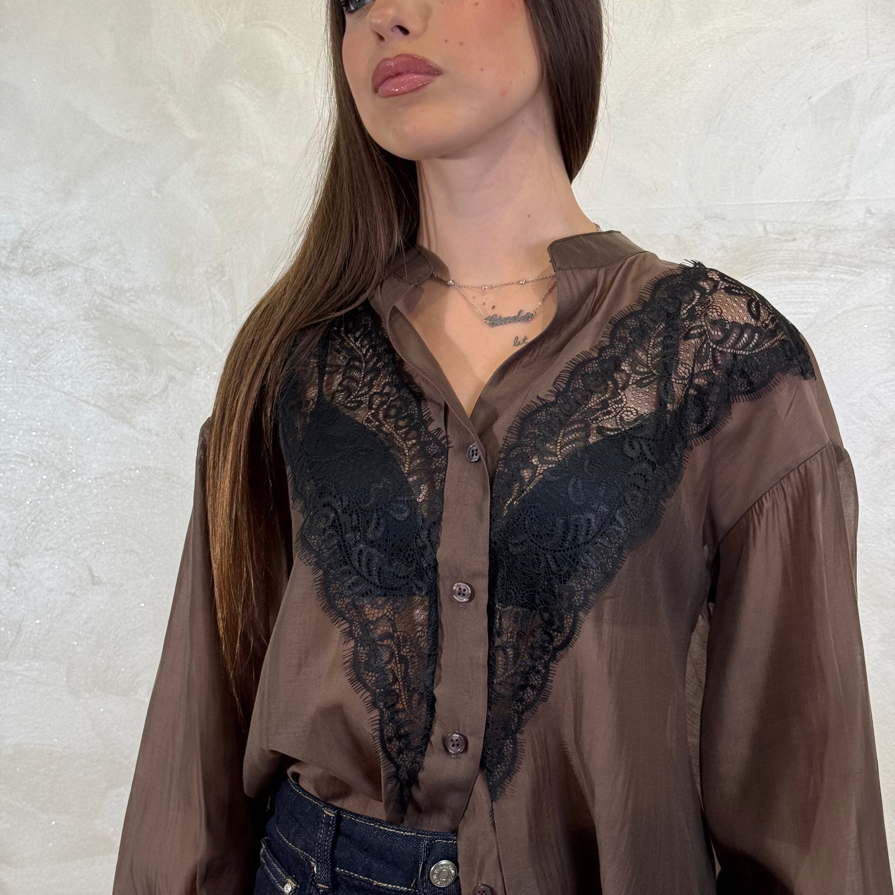 CAMICIA INSERTI PIZZO COL. MORO