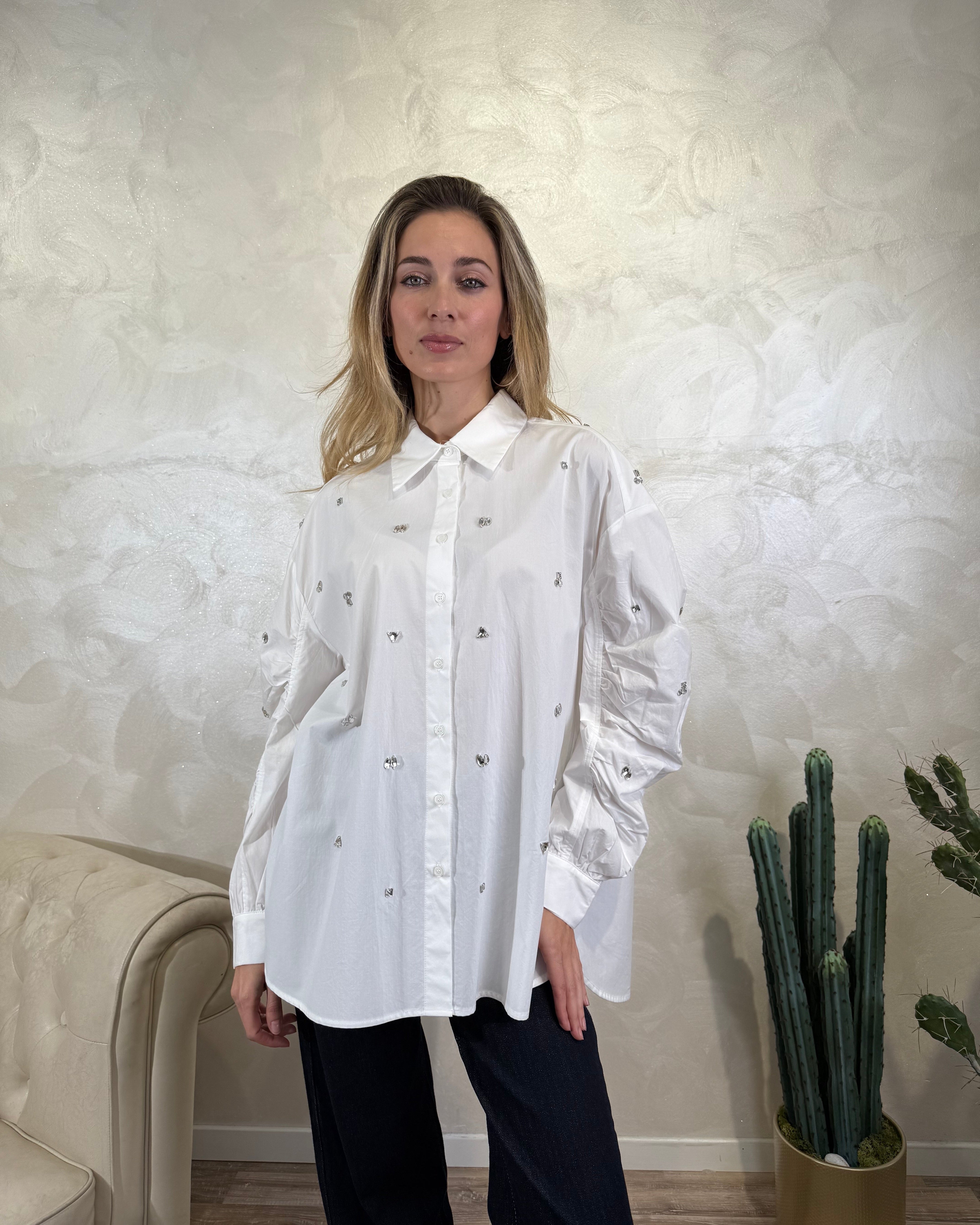 CAMICIA STRASS BRILLANTI COL. BIANCO