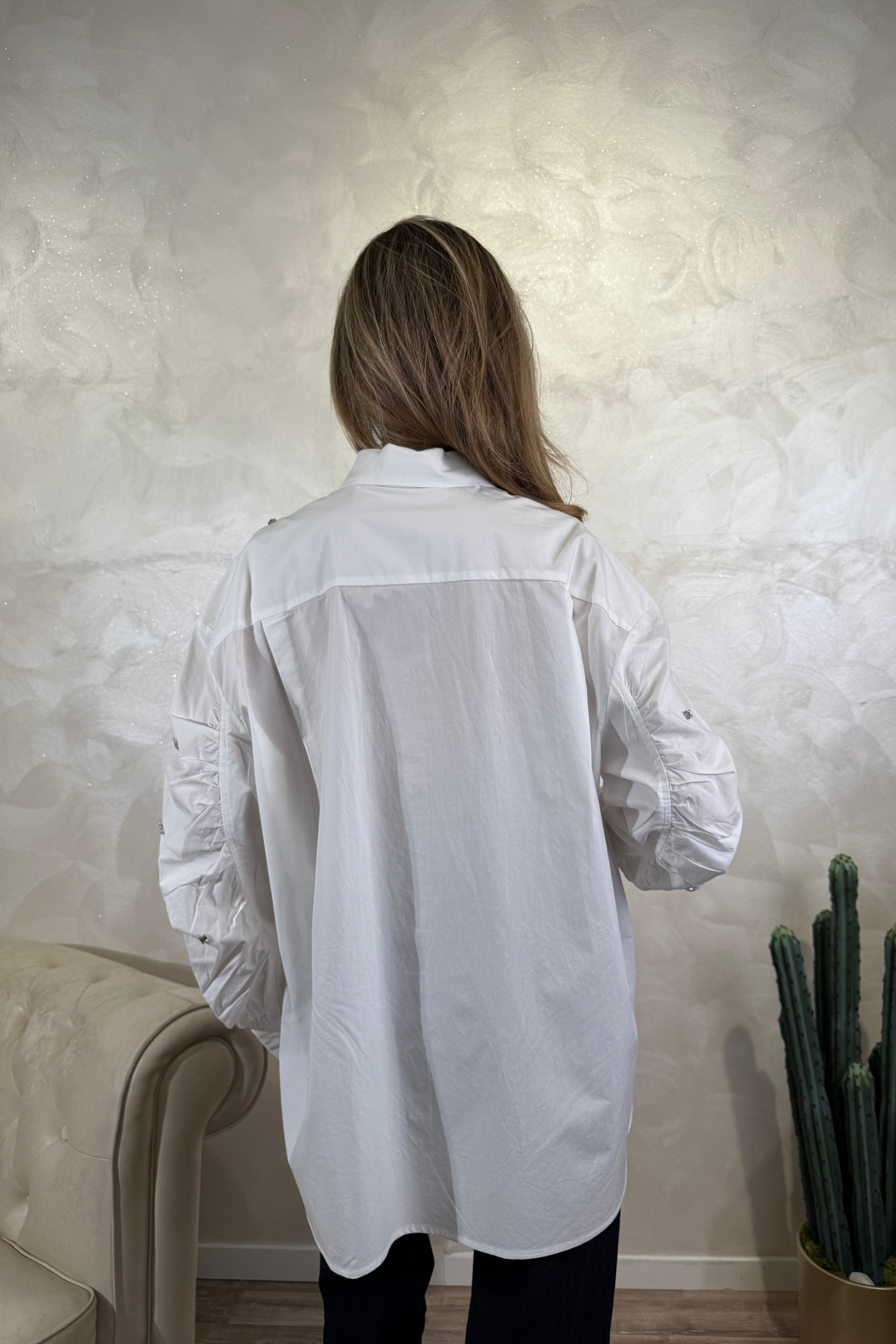 CAMICIA STRASS BRILLANTI COL. BIANCO
