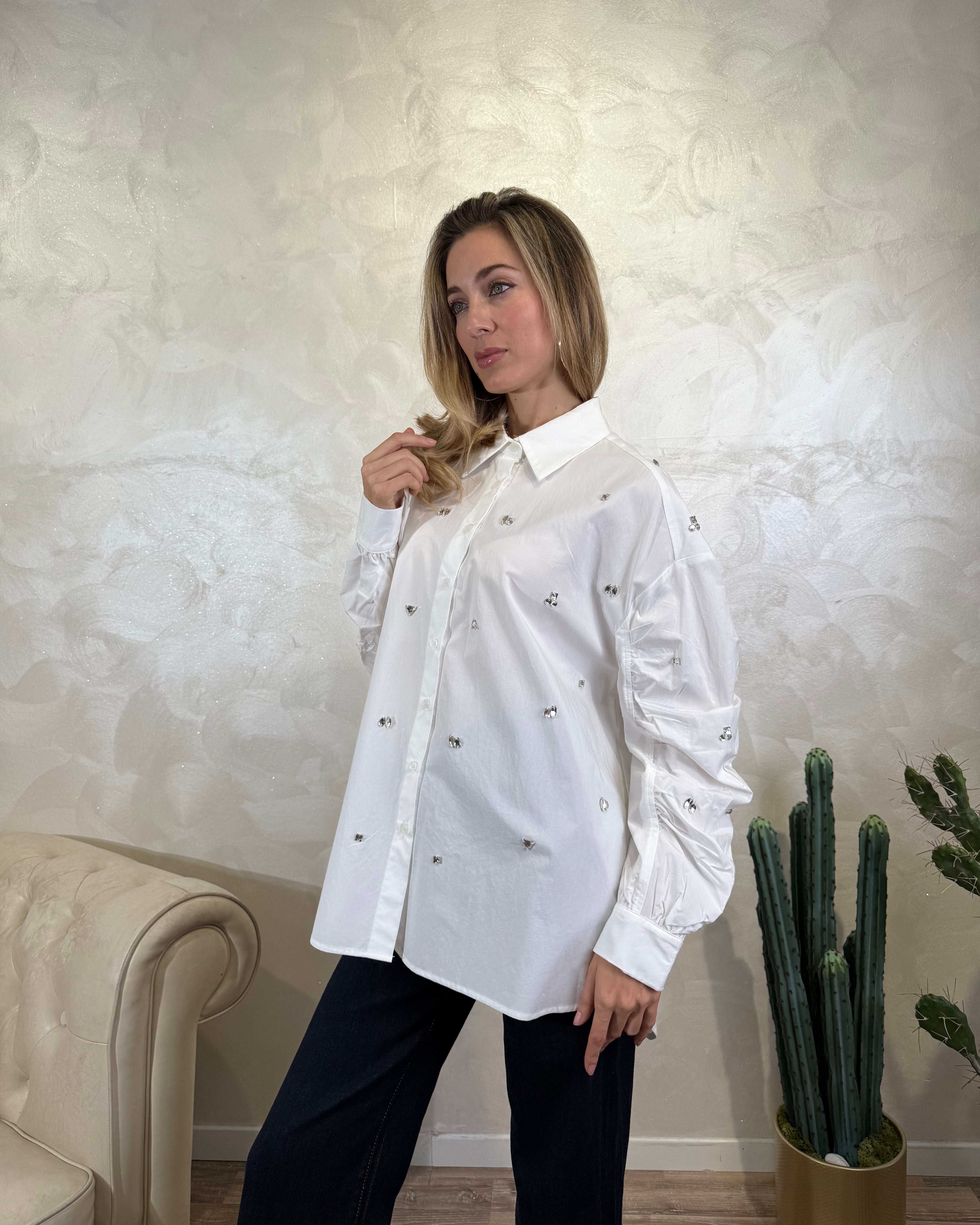 CAMICIA STRASS BRILLANTI COL. BIANCO