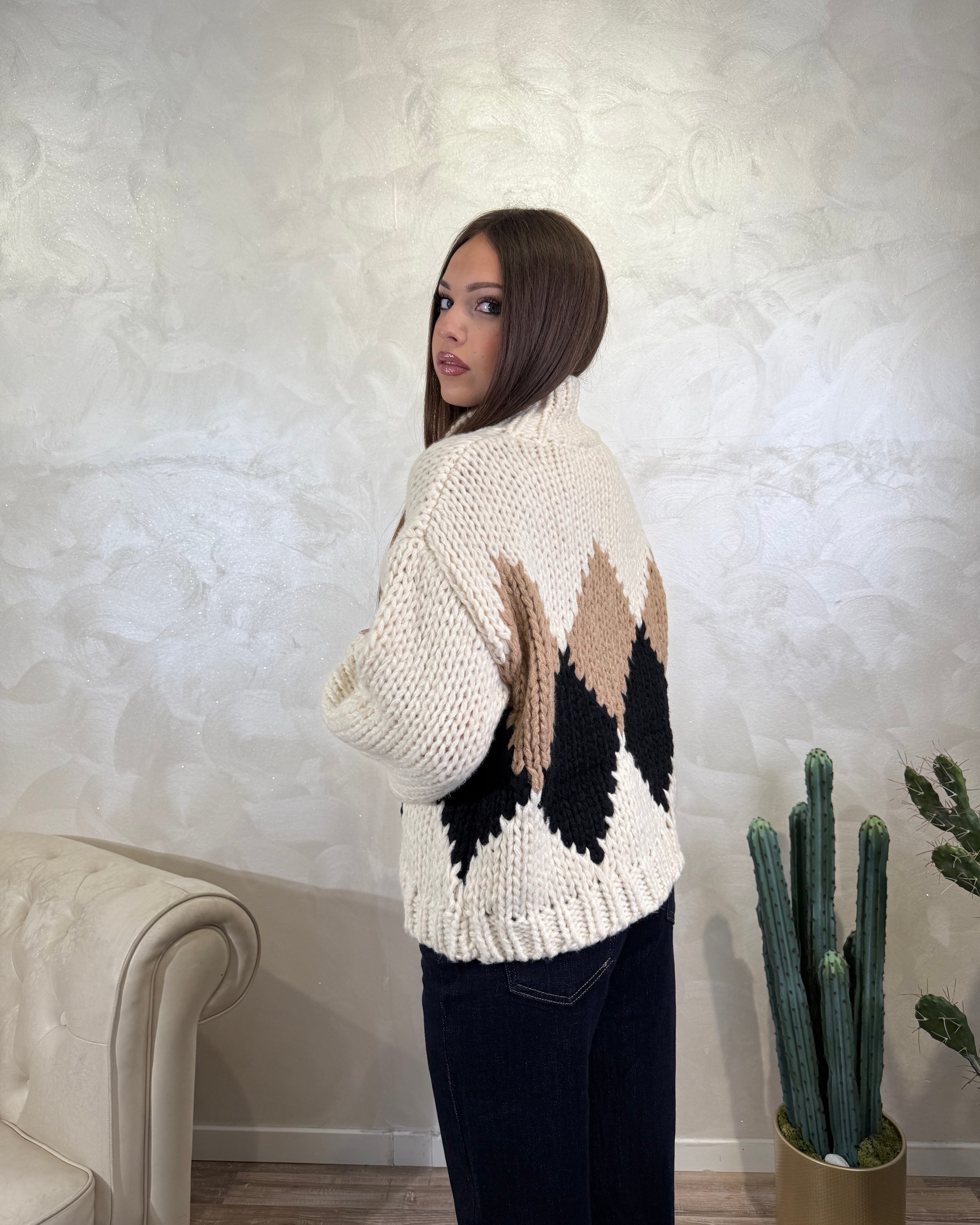 CARDIGAN FIN.3 FANTASIA BALLANTYNE COL. PANNA
