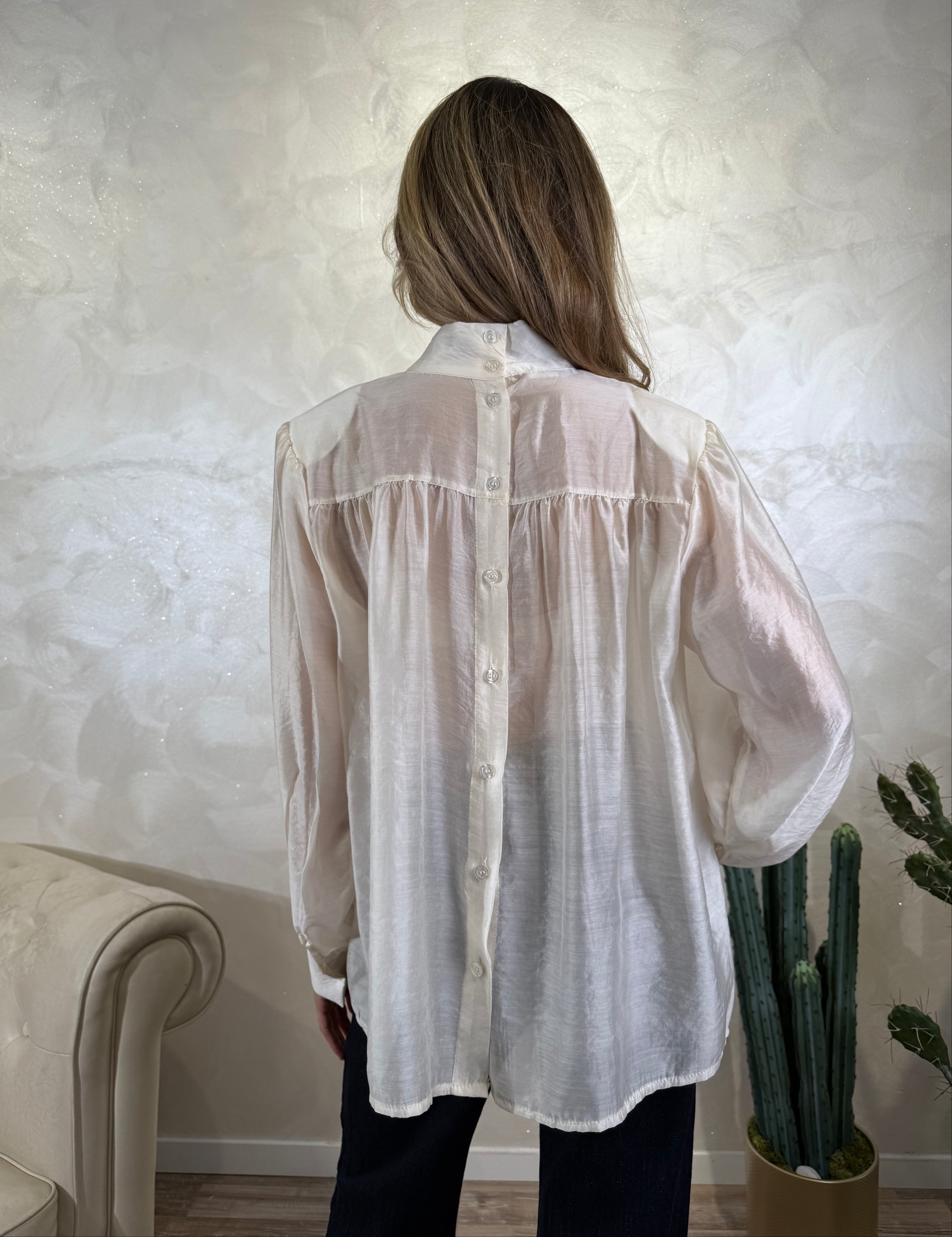 CAMICIA CON SPALLINE E DETTAGLIO GIOIELLO COL.PANNA