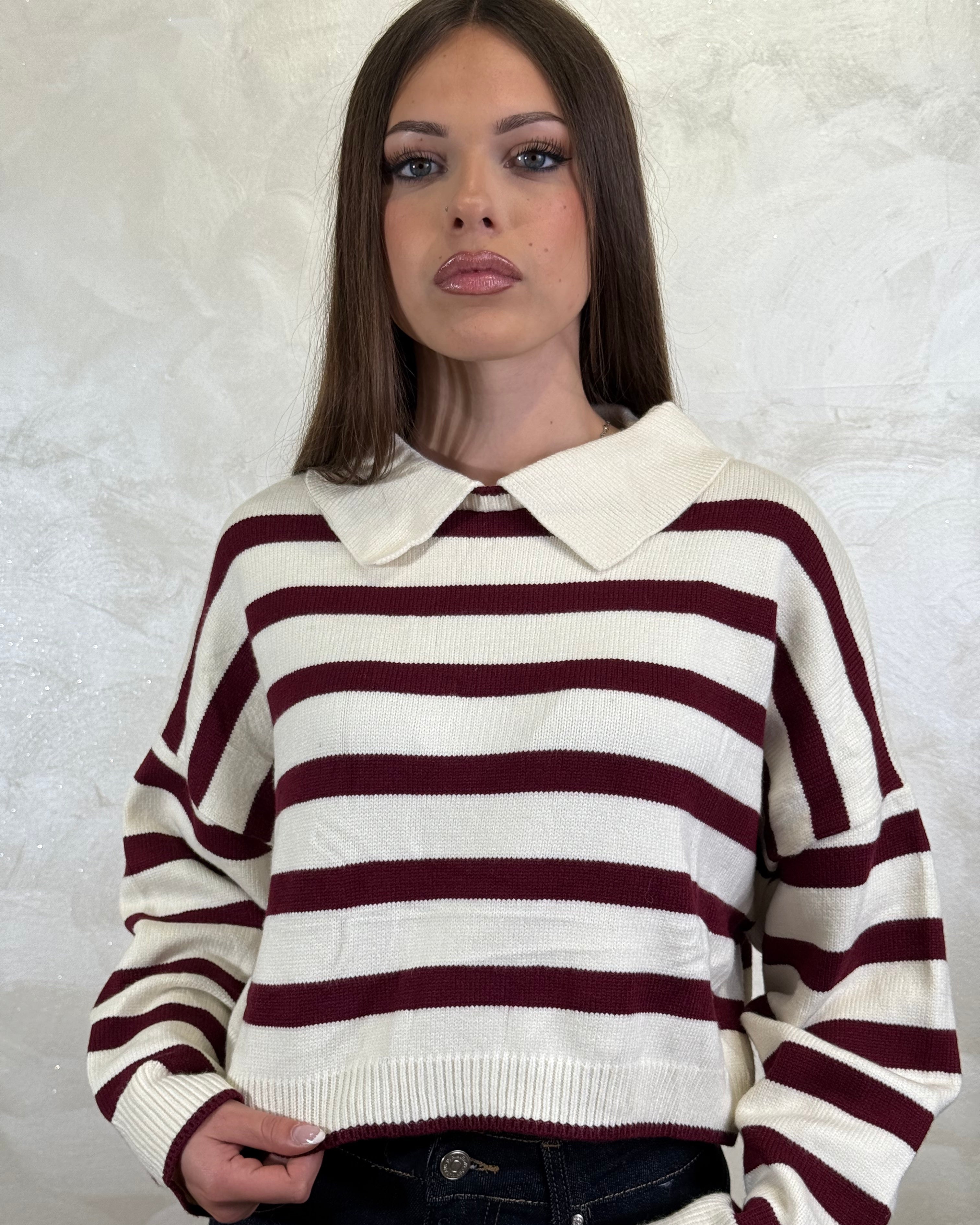 MAGLIONCINO CREPPED RIGATO COL. BORDEAUX