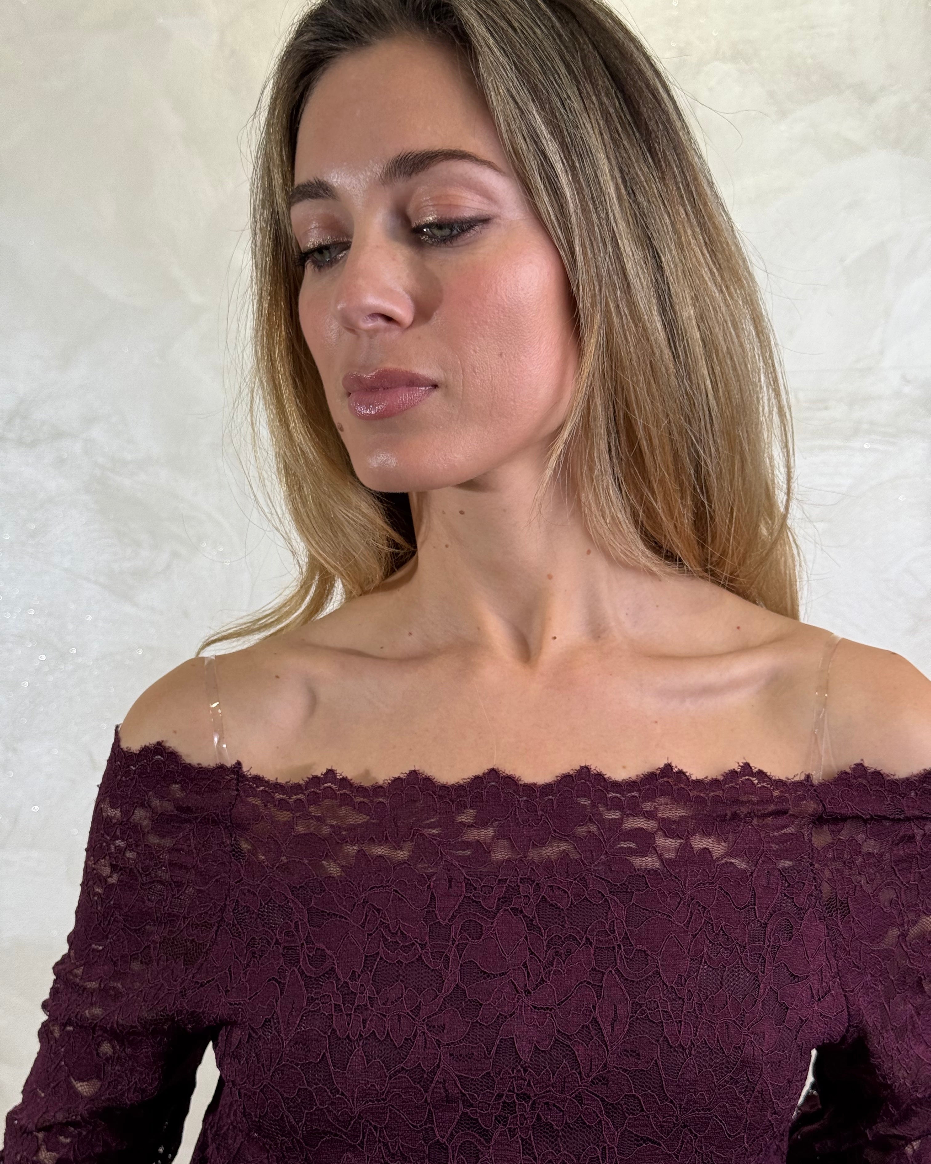 TOP PIZZO SCOLLO AMPIO COL. BORDEAUX