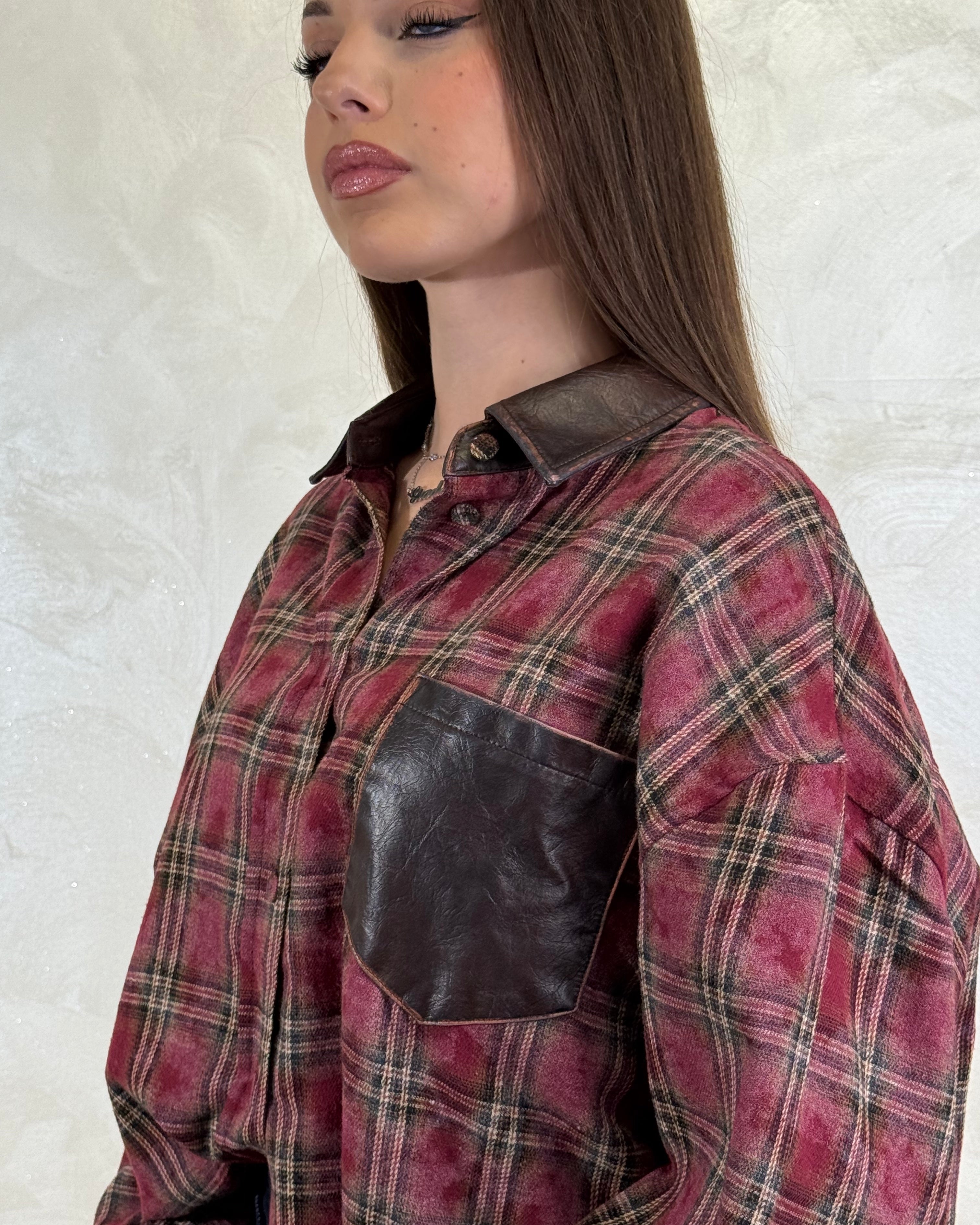 CAMICIA EFFETTO VINTAGE USED COL. BORDEAUX