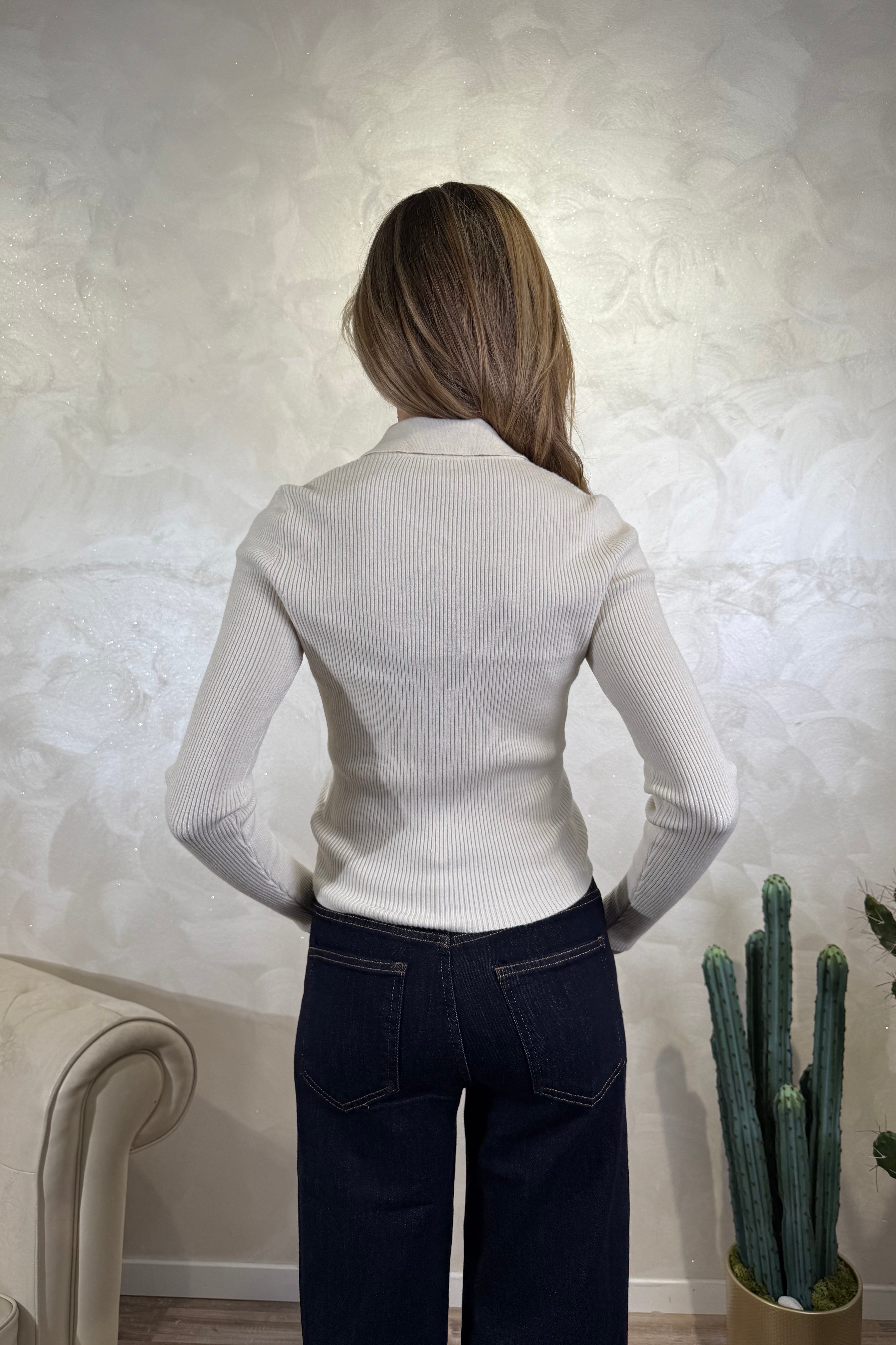 CARDIGAN A POLO COL.PANNA