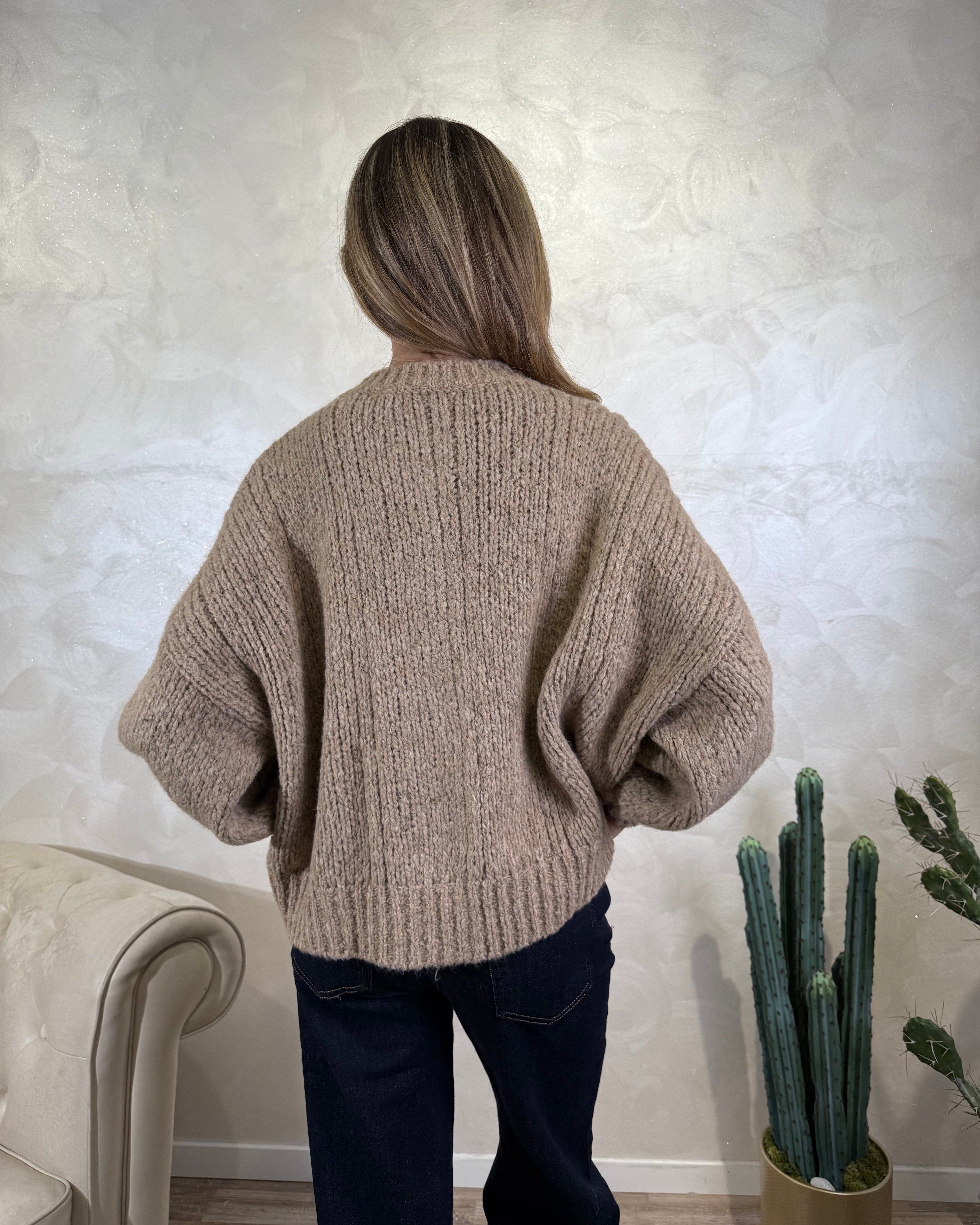 CARDIGAN TRECCIA COL CAMEL