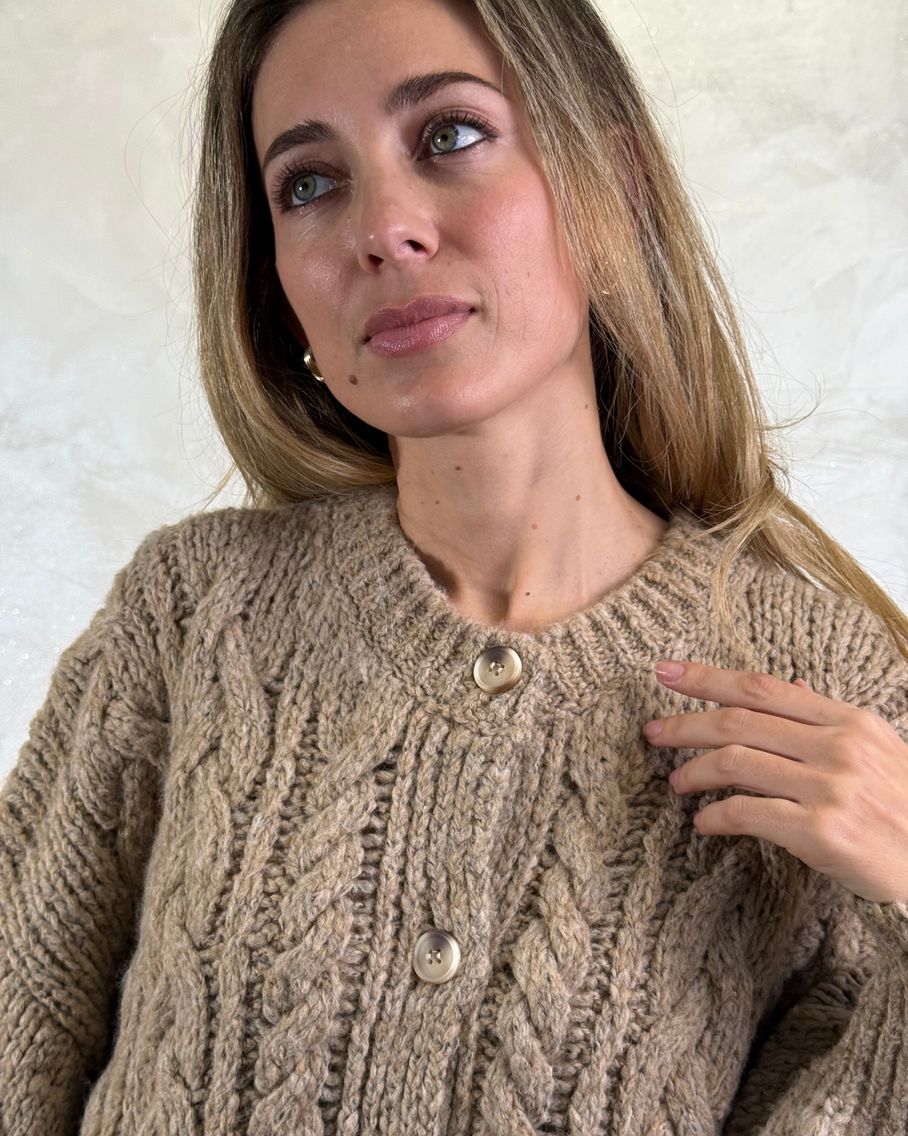 CARDIGAN TRECCIA COL CAMEL