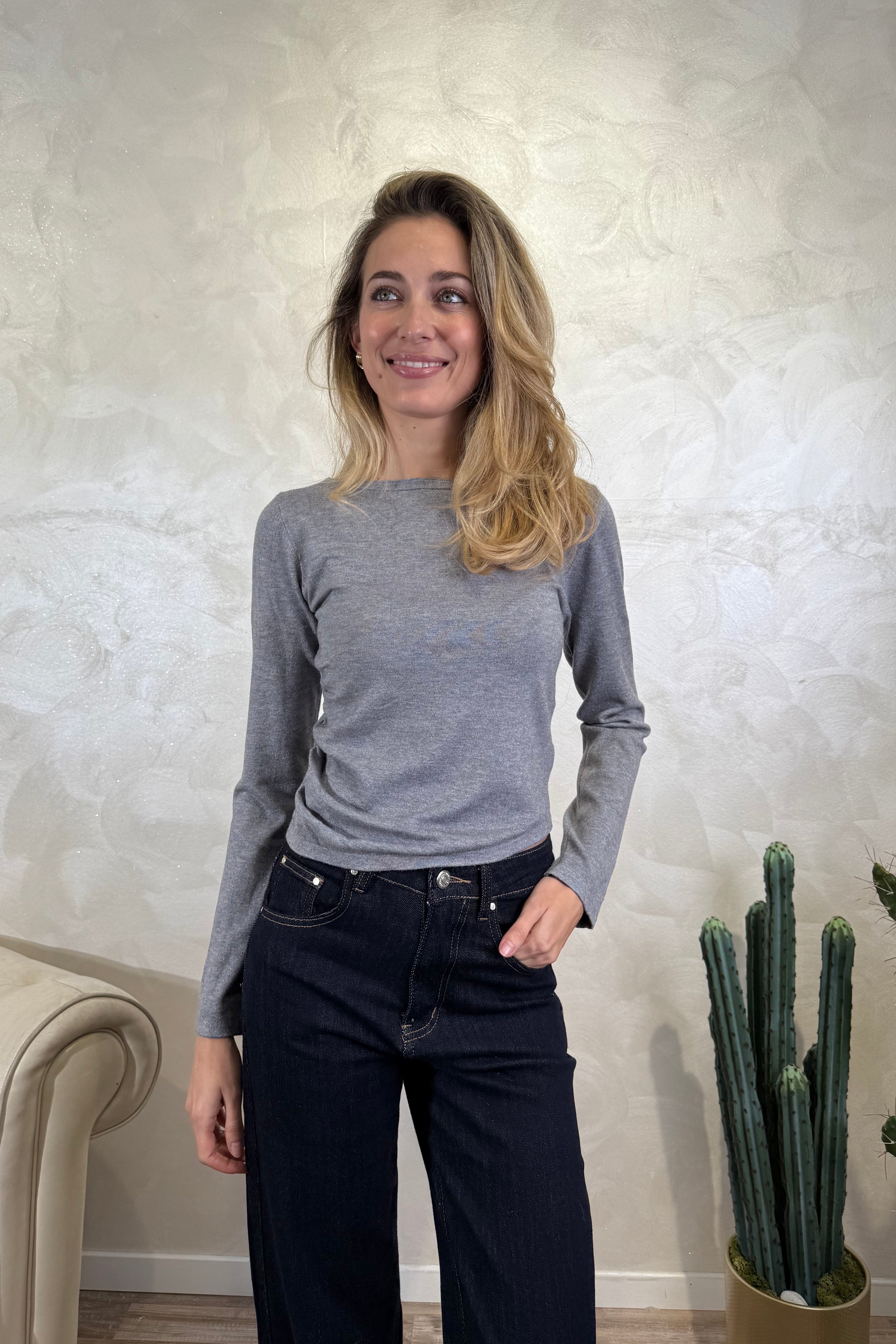 MAGLIA PARICOLLO AMPIO COL.GRIGIO