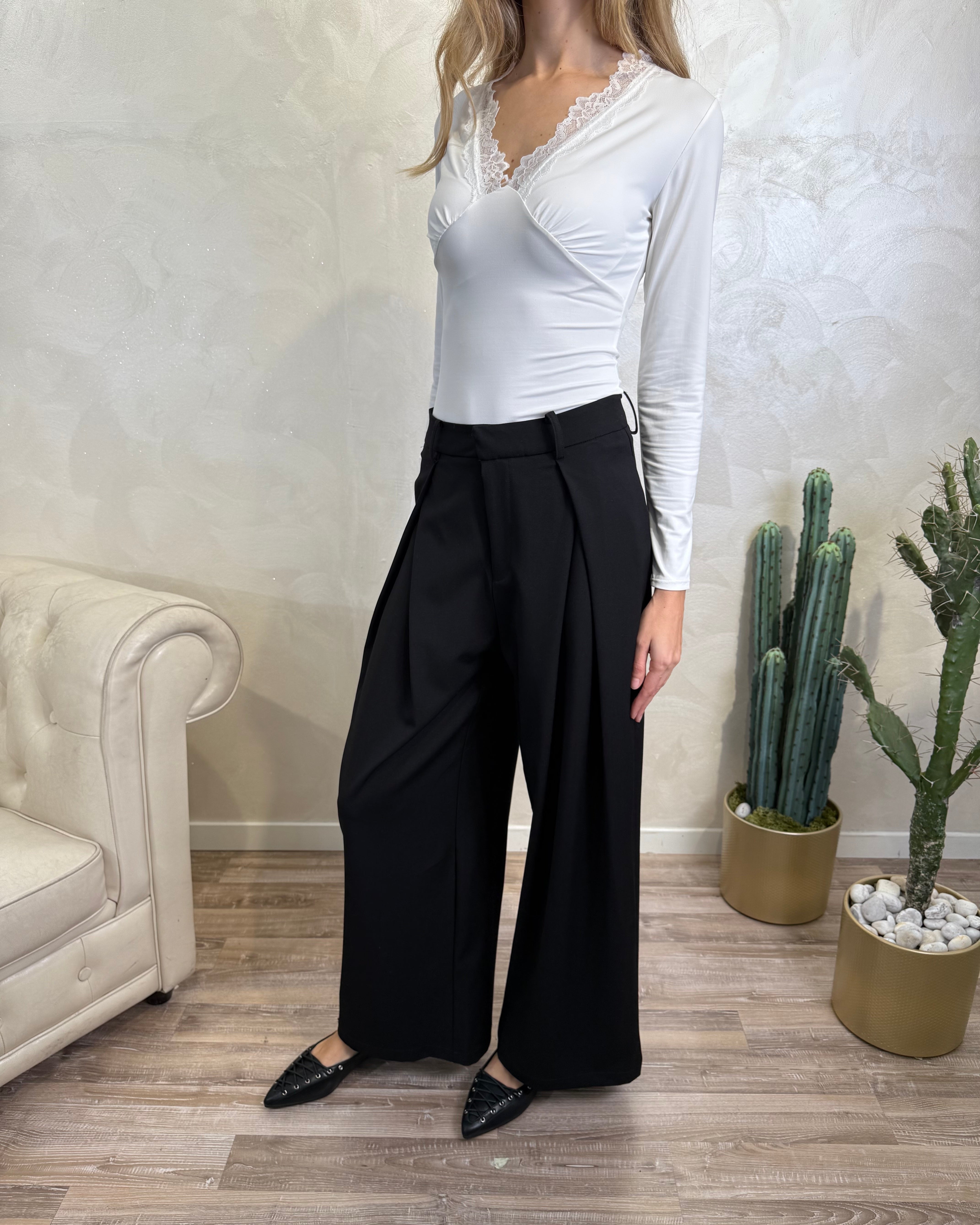 PANTALONE GAMBA LARGA COL.NERO