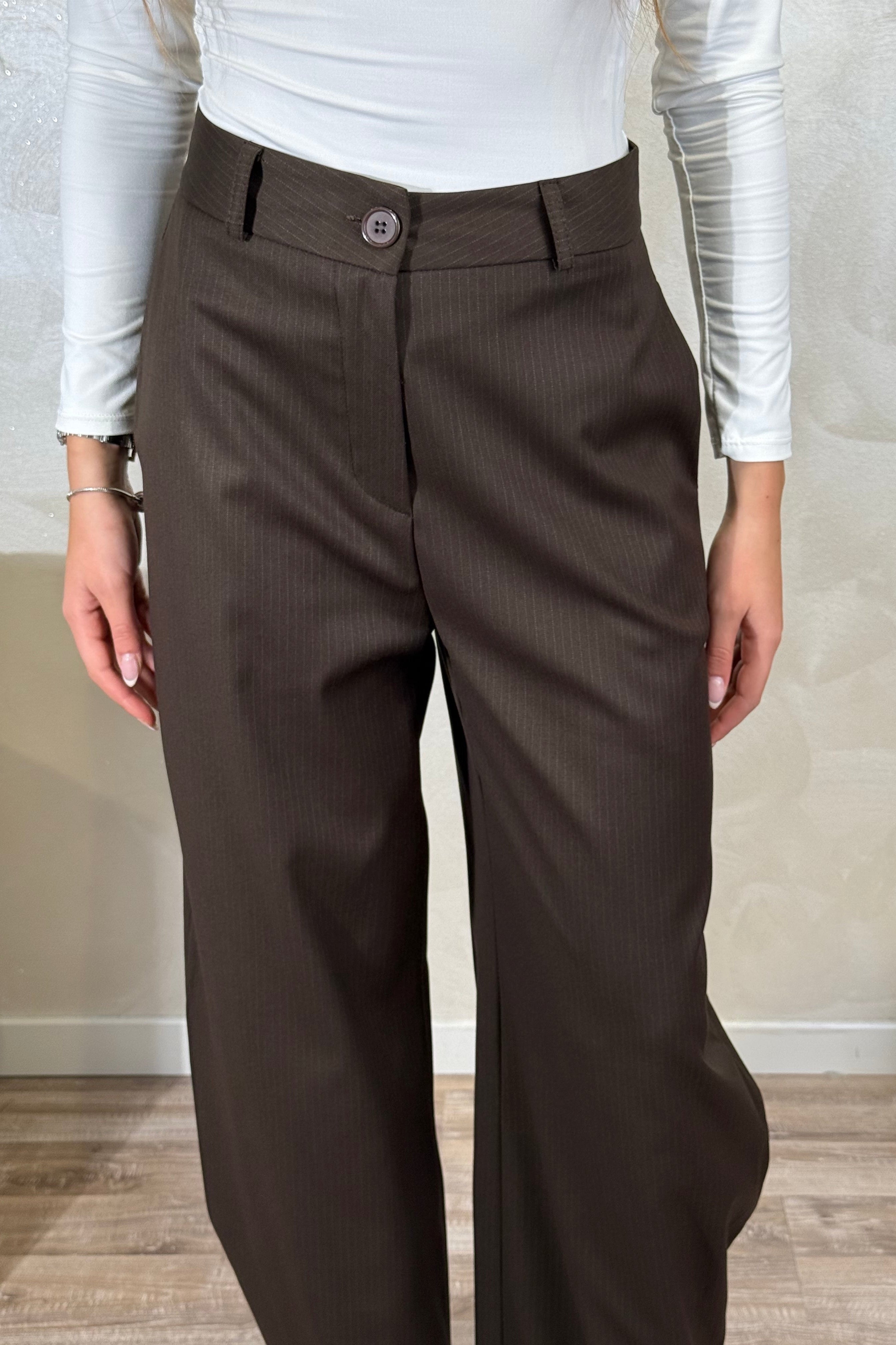 PANTALONE CON MICRO GESSATURA COL. MORO