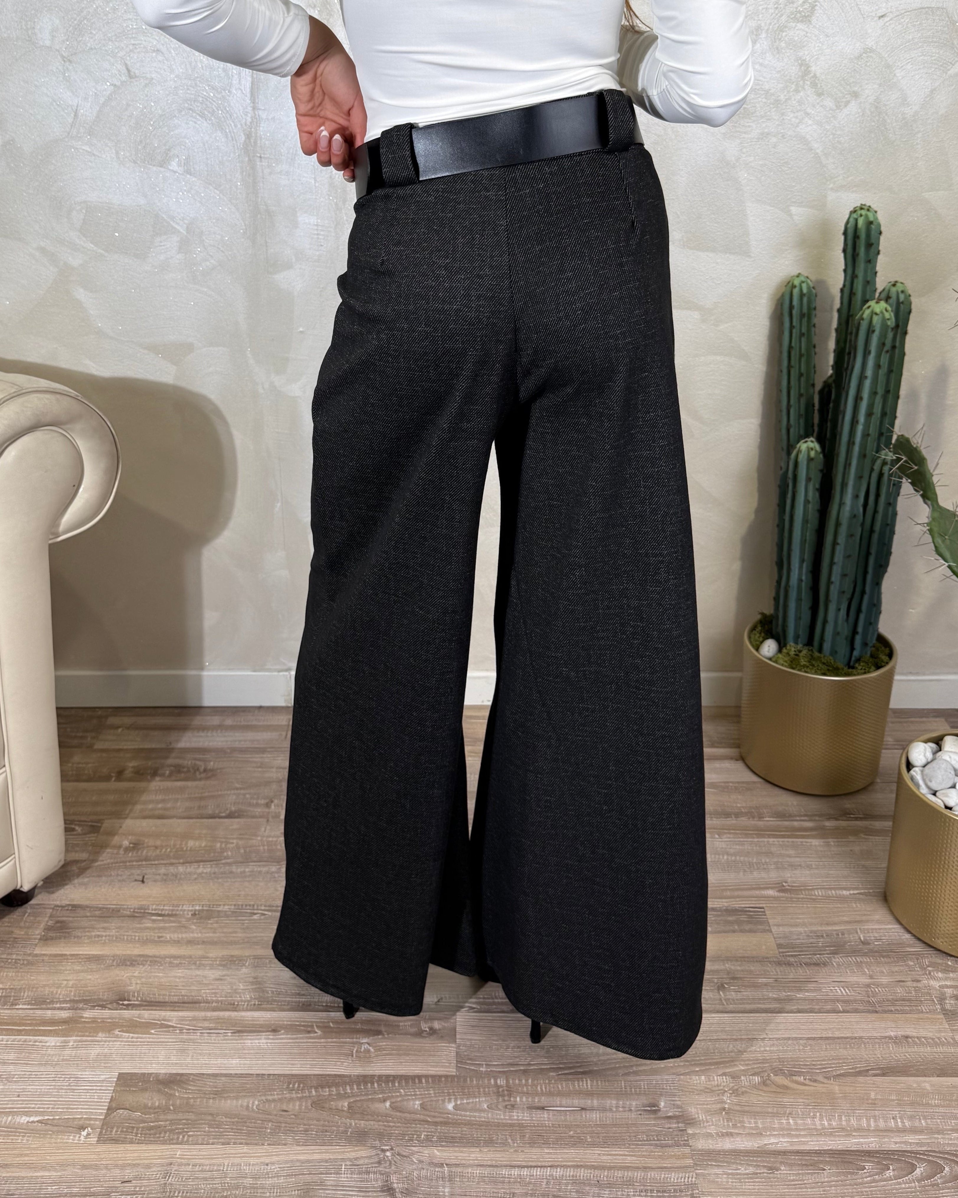 PANTALONE CON PINCES COL.GRIGIO SCURO MELANGE