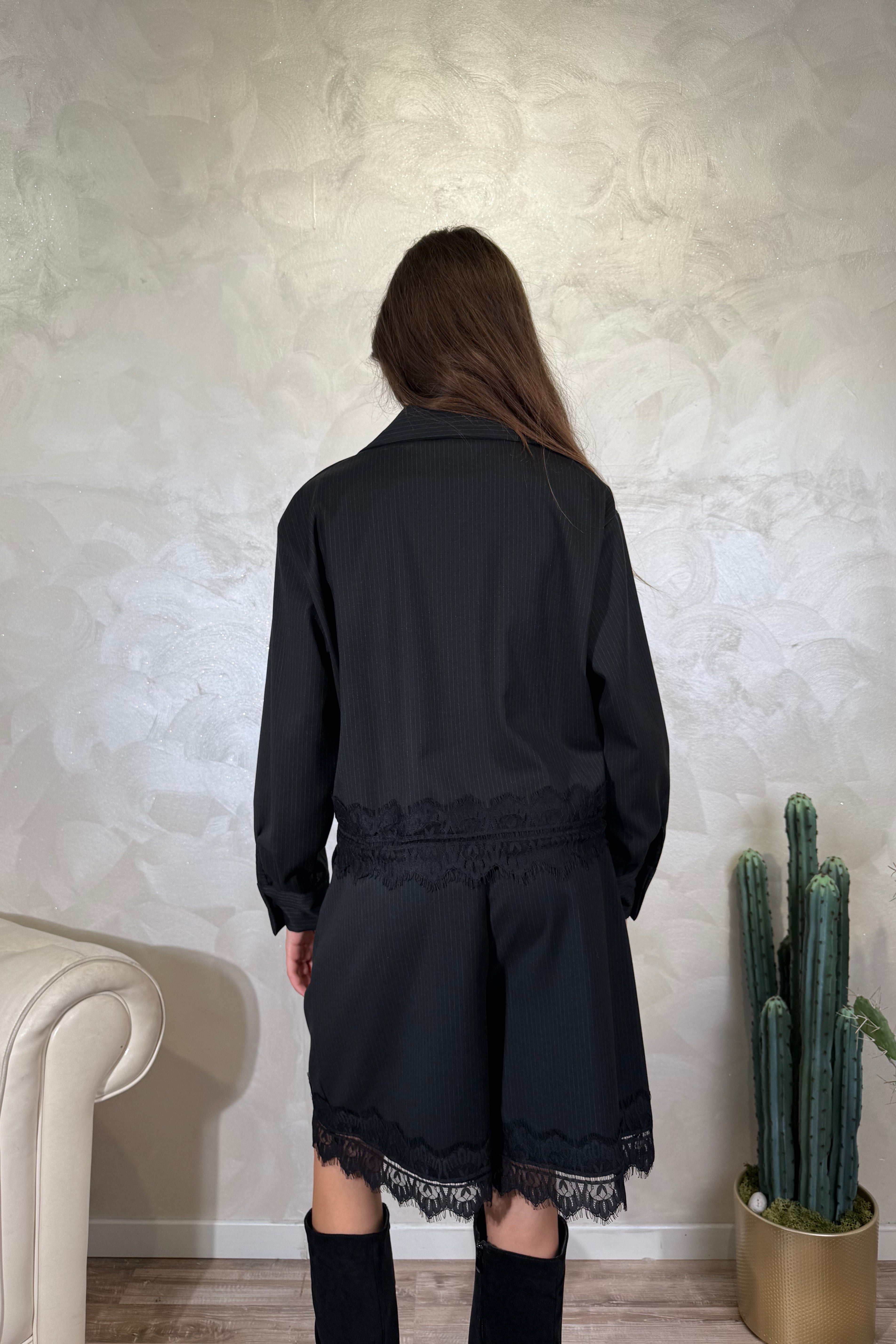 CAMICIA RIFINITURE IN PIZZO COL. NERO