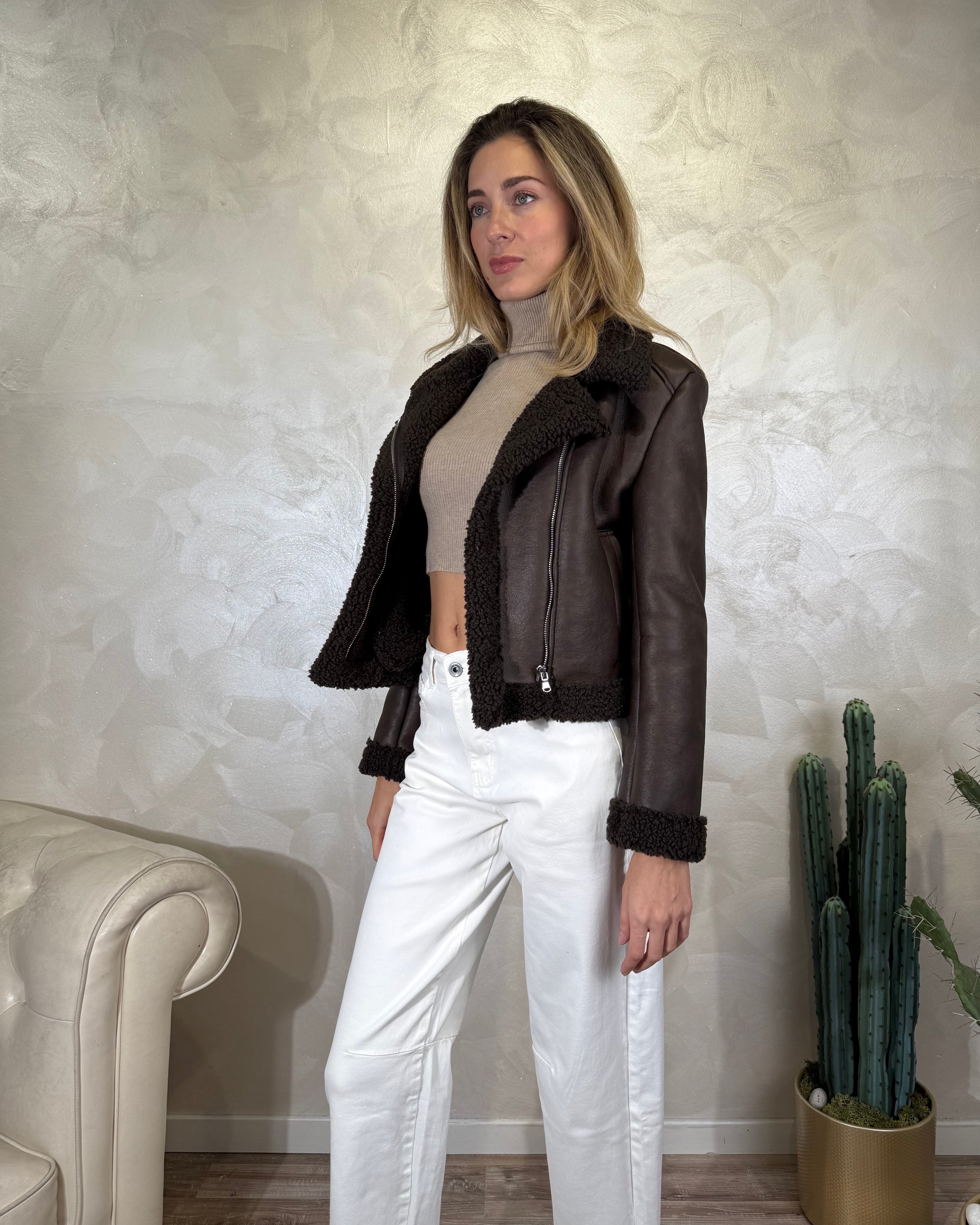 GIACCA CROPPED MOD. CHIODO COL. MORO