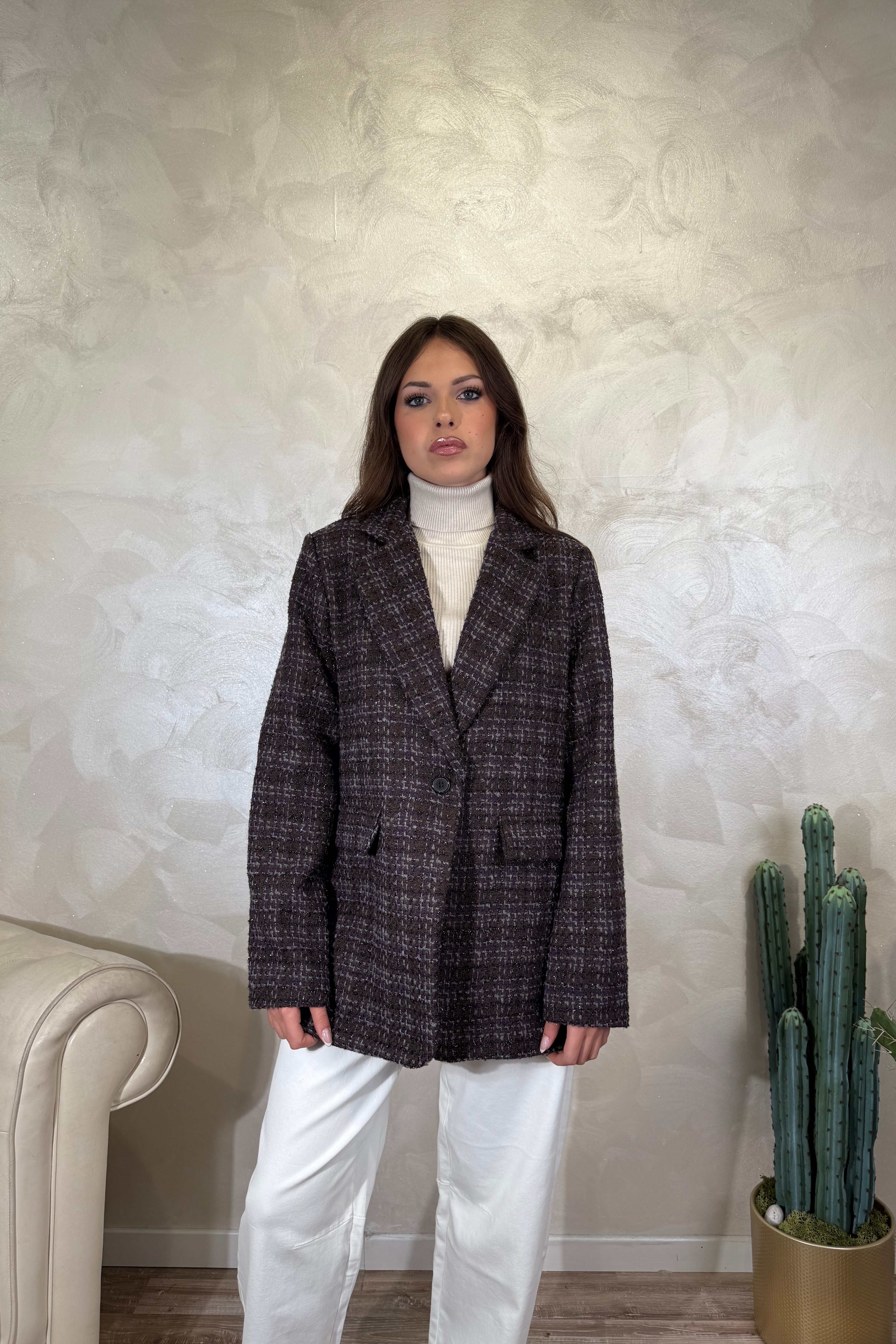 BLAZER CHECK LUREX COL.MORO