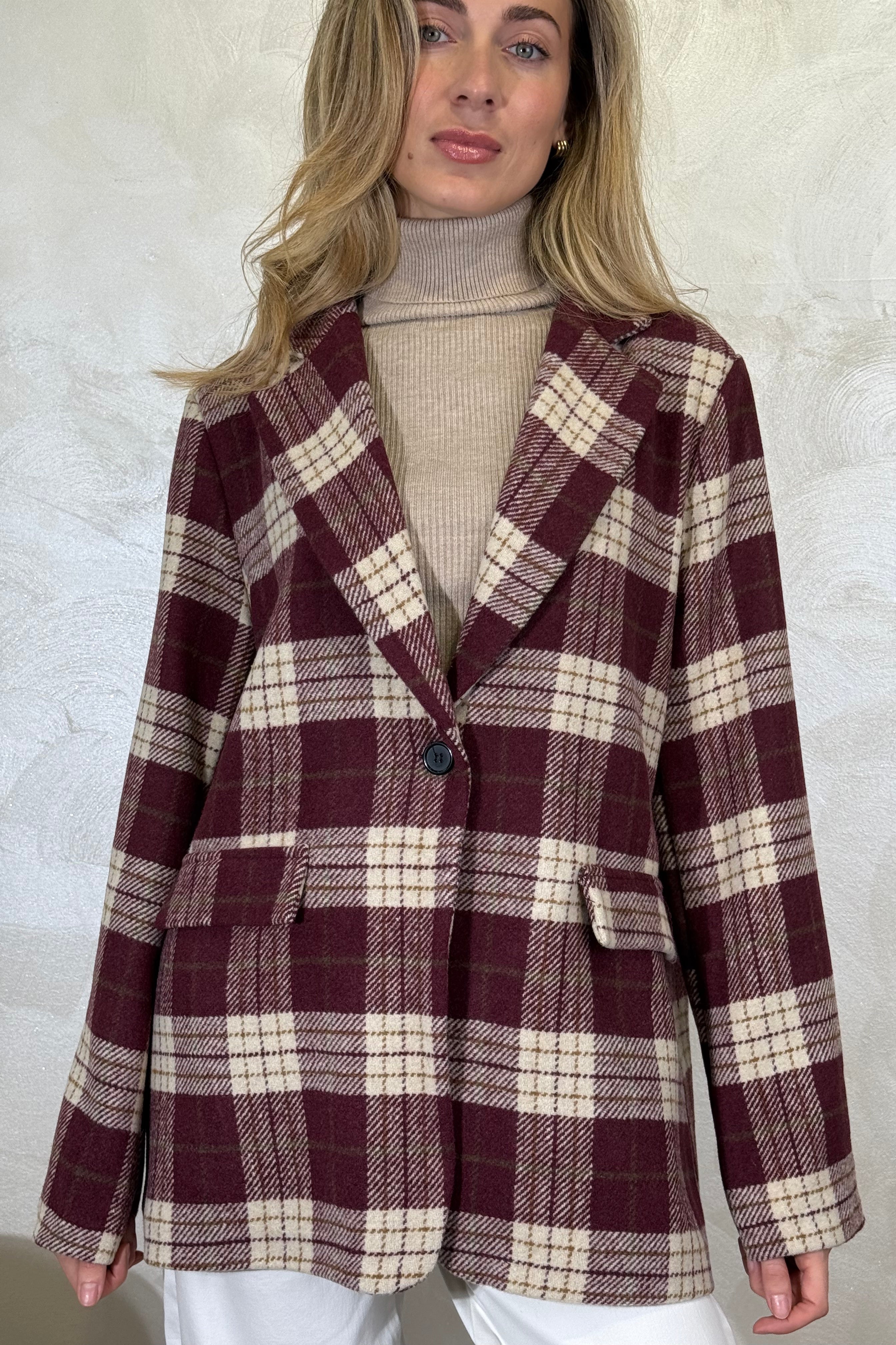 BLAZER TARTAN COL.BORDEAUX
