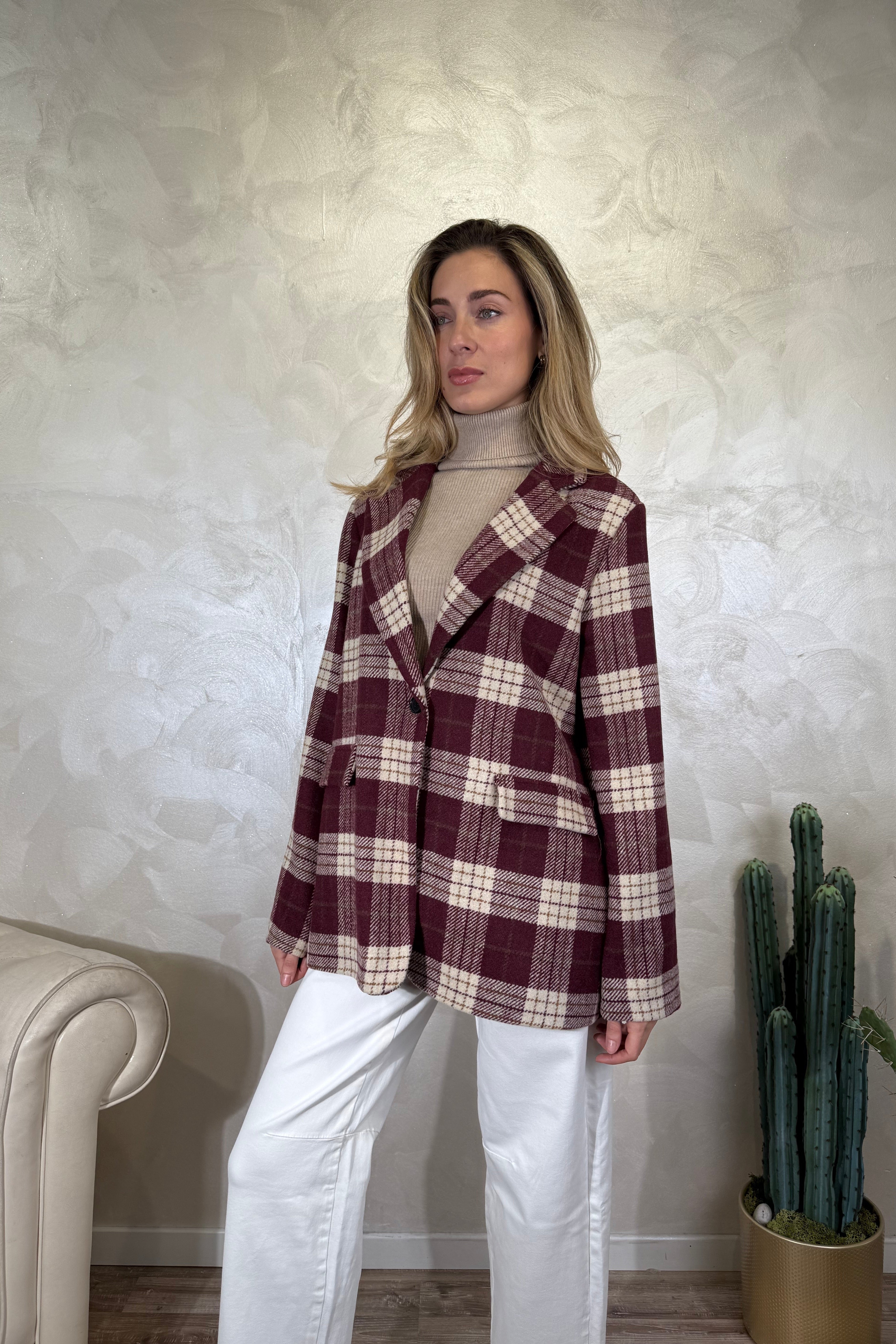 BLAZER TARTAN COL.BORDEAUX