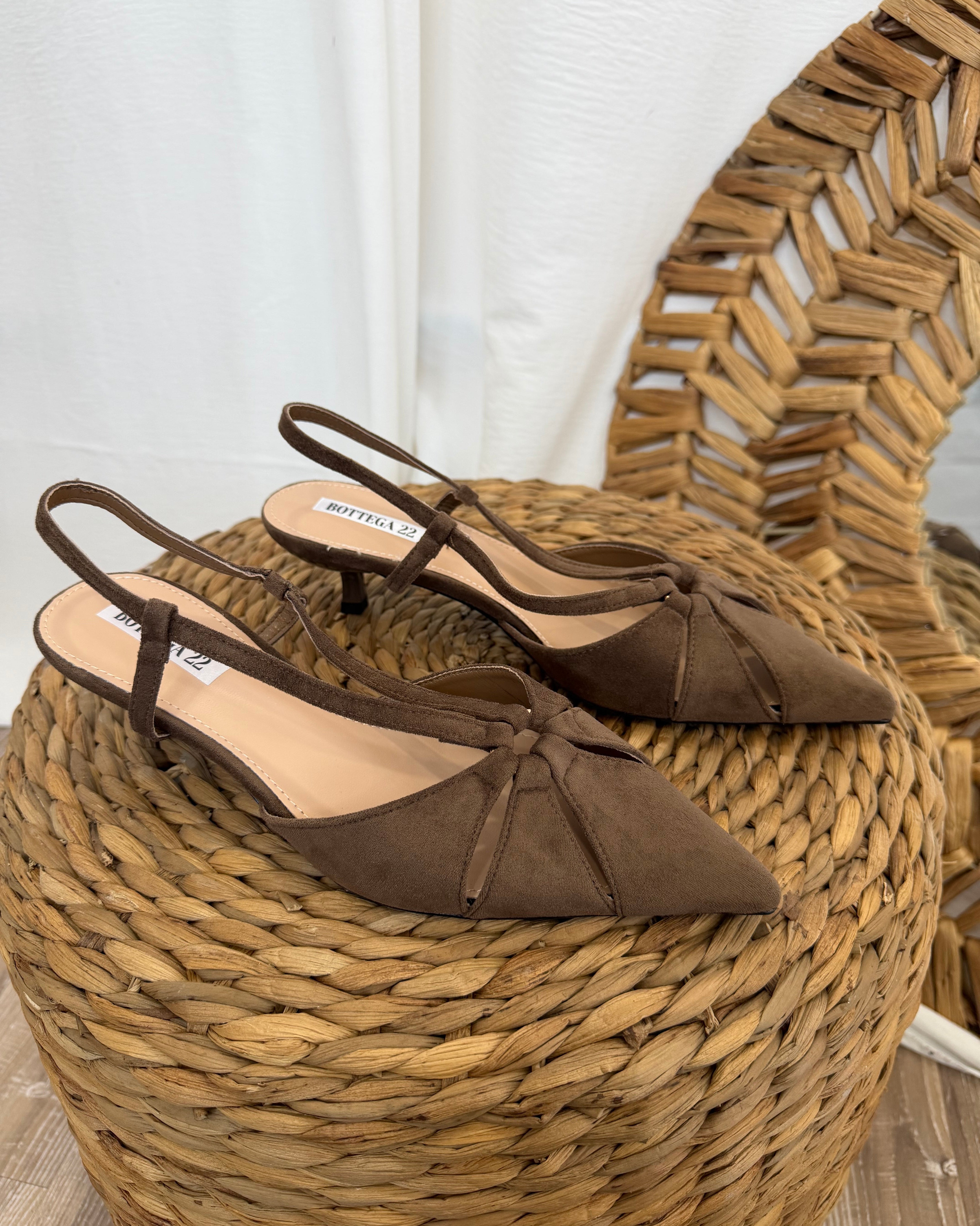 SCARPA SLINGBACK DONNA PUNTA AFFUSOLATA COL BROWN