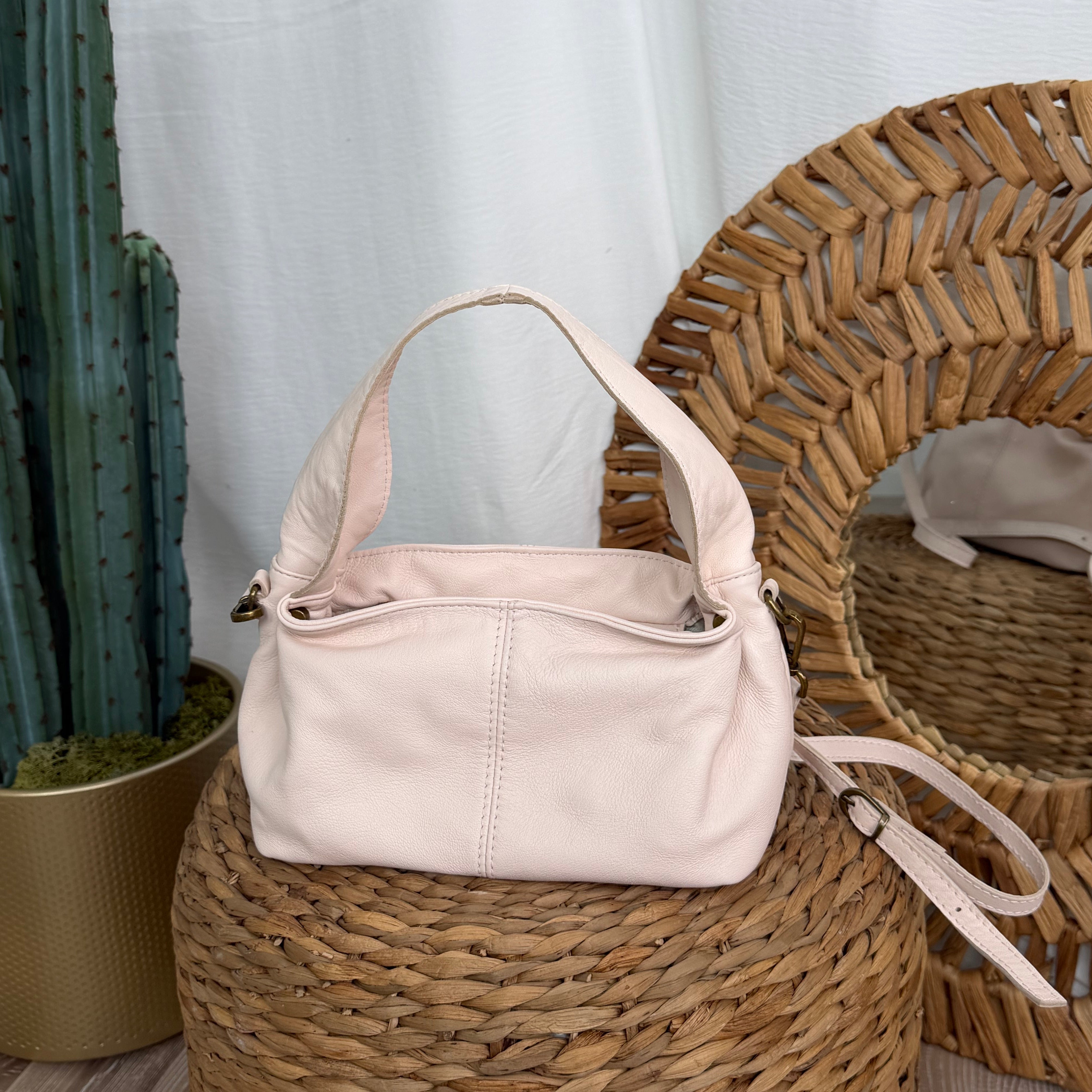 BORSA IN VERA PELLE COL. ROSA PASTELLO