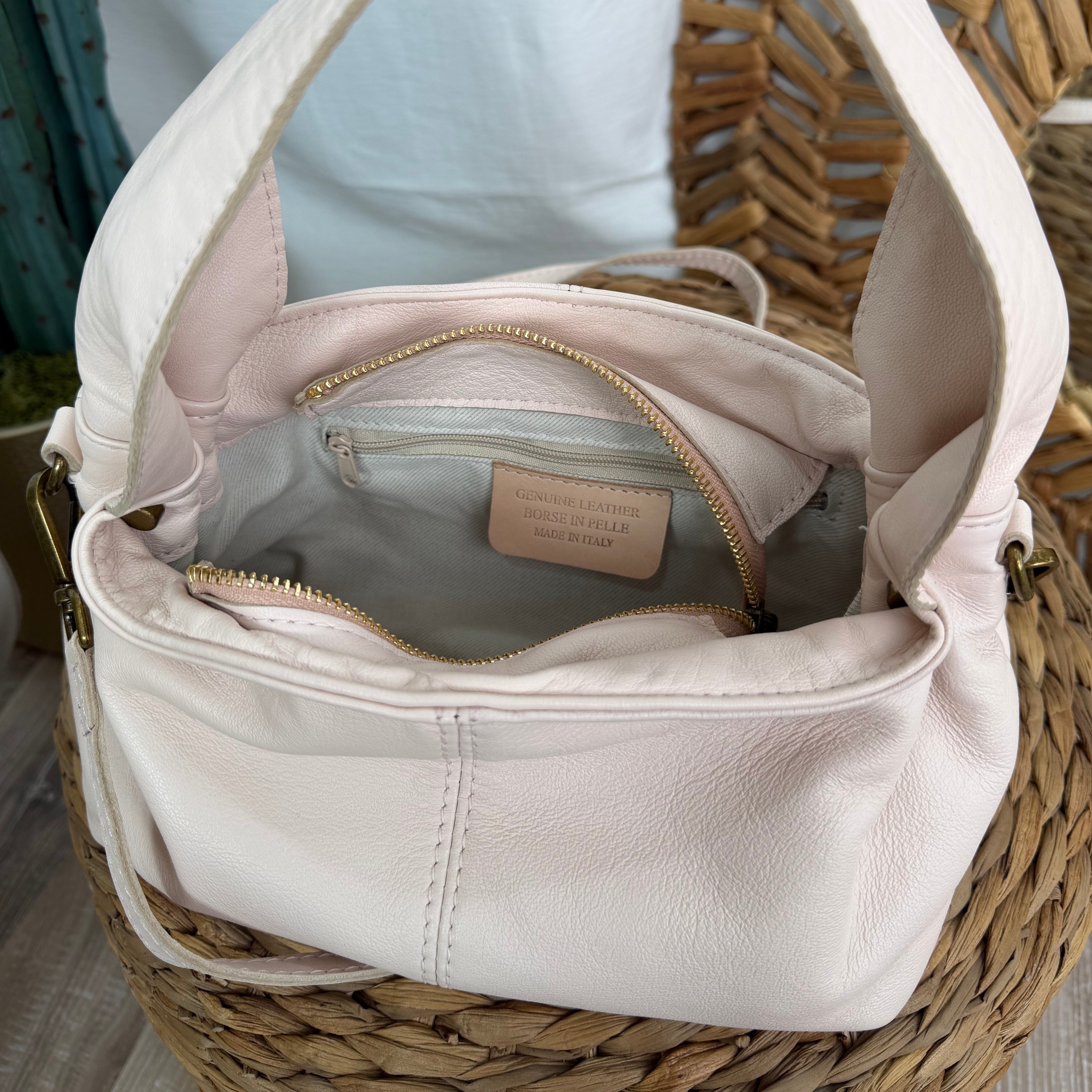 BORSA IN VERA PELLE COL. ROSA PASTELLO