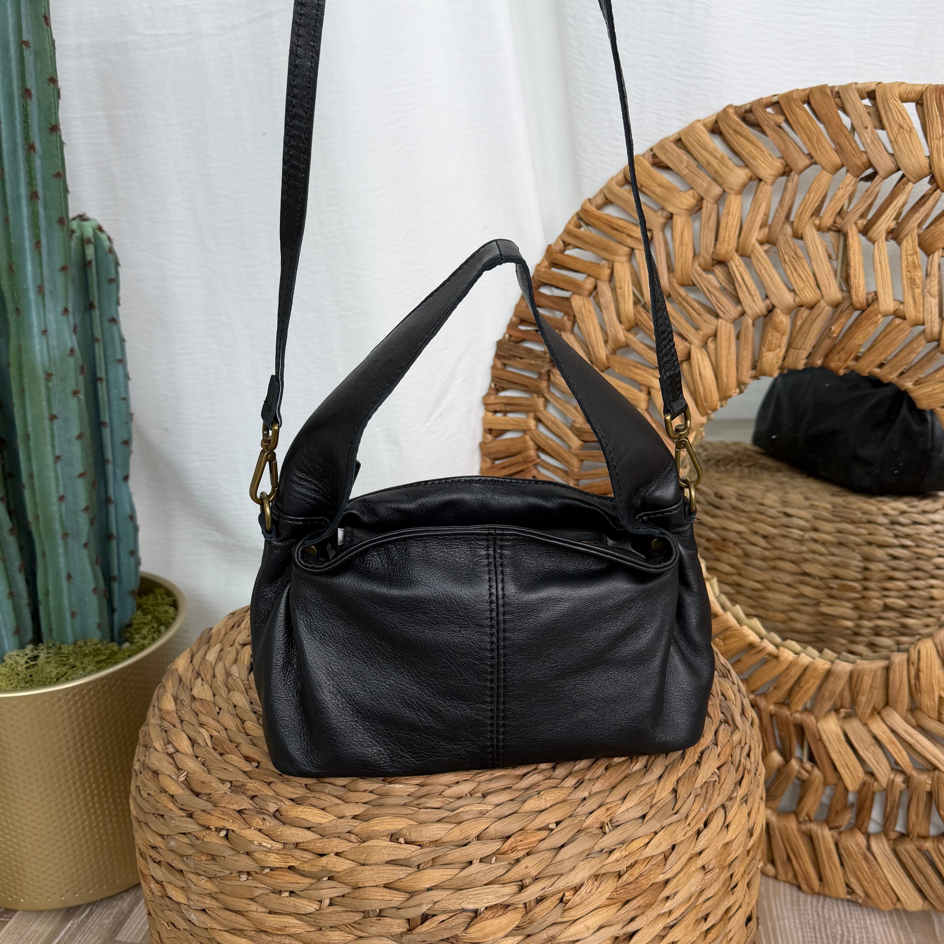 BORSA IN VERA PELLE COL. NERO