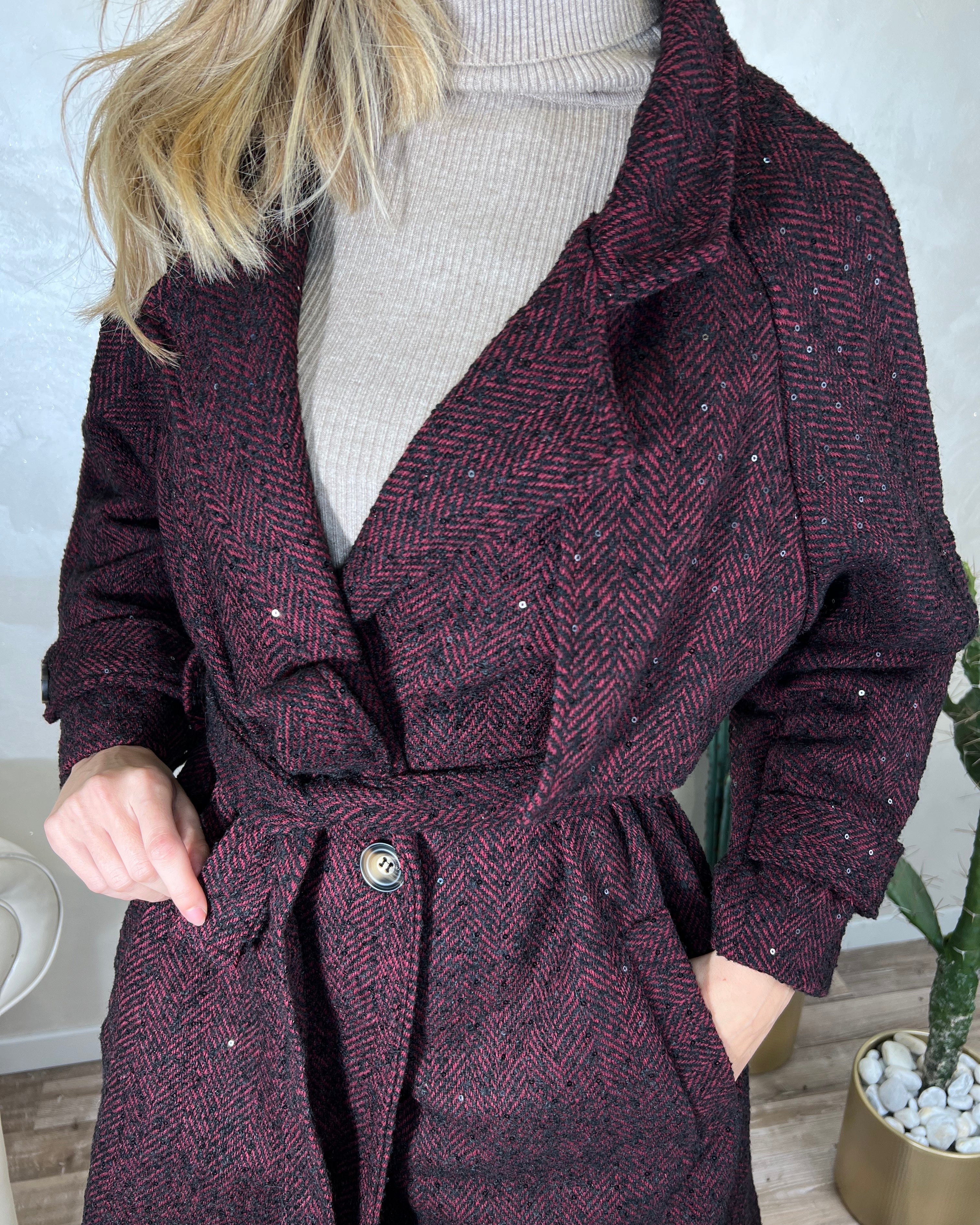 CAPPOTTO LUNGO SPIGATO COL. BORDEAUX