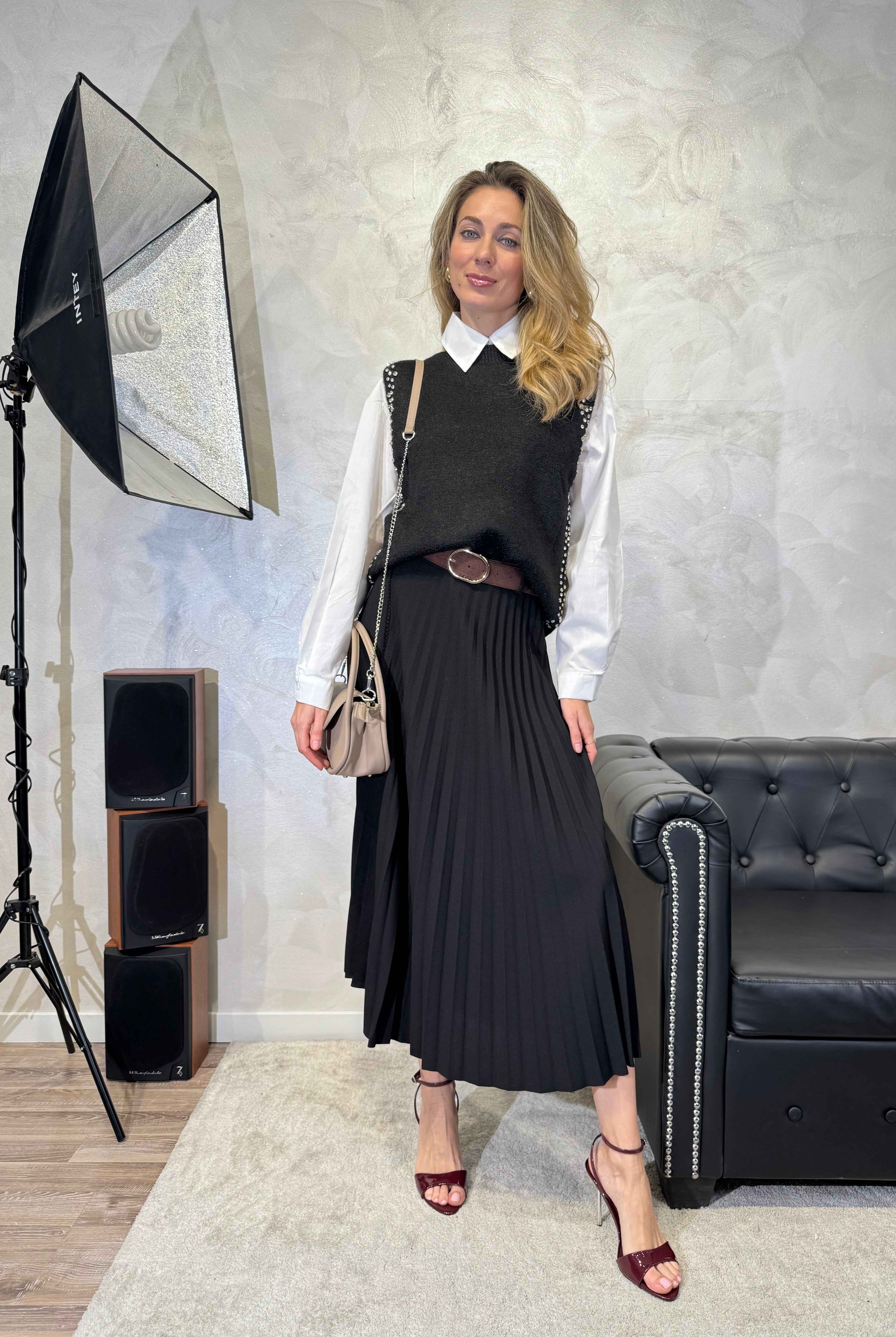 CAMICIA CON GILET IN MAGLIA COL. NERO