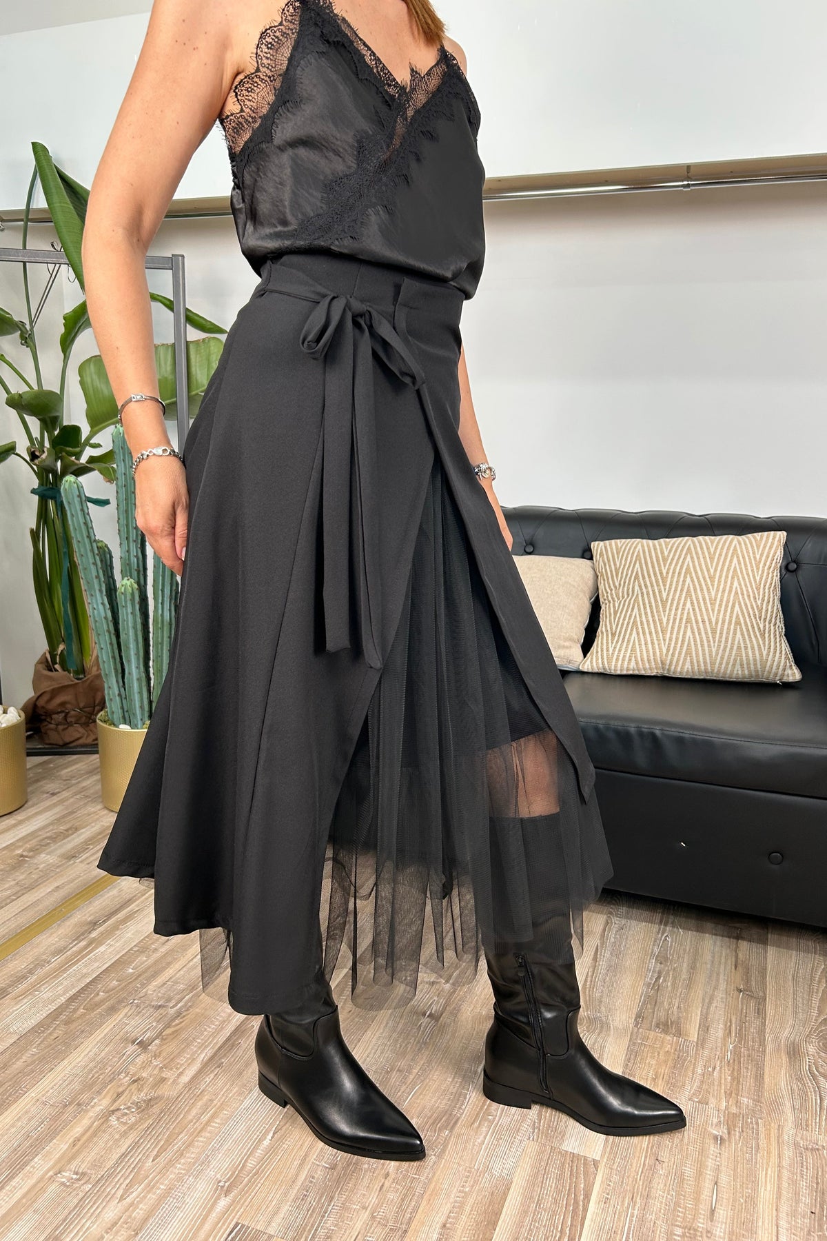 GONNA GIULIA DOPPIO VOLUME CON TULLE COL.NERO
