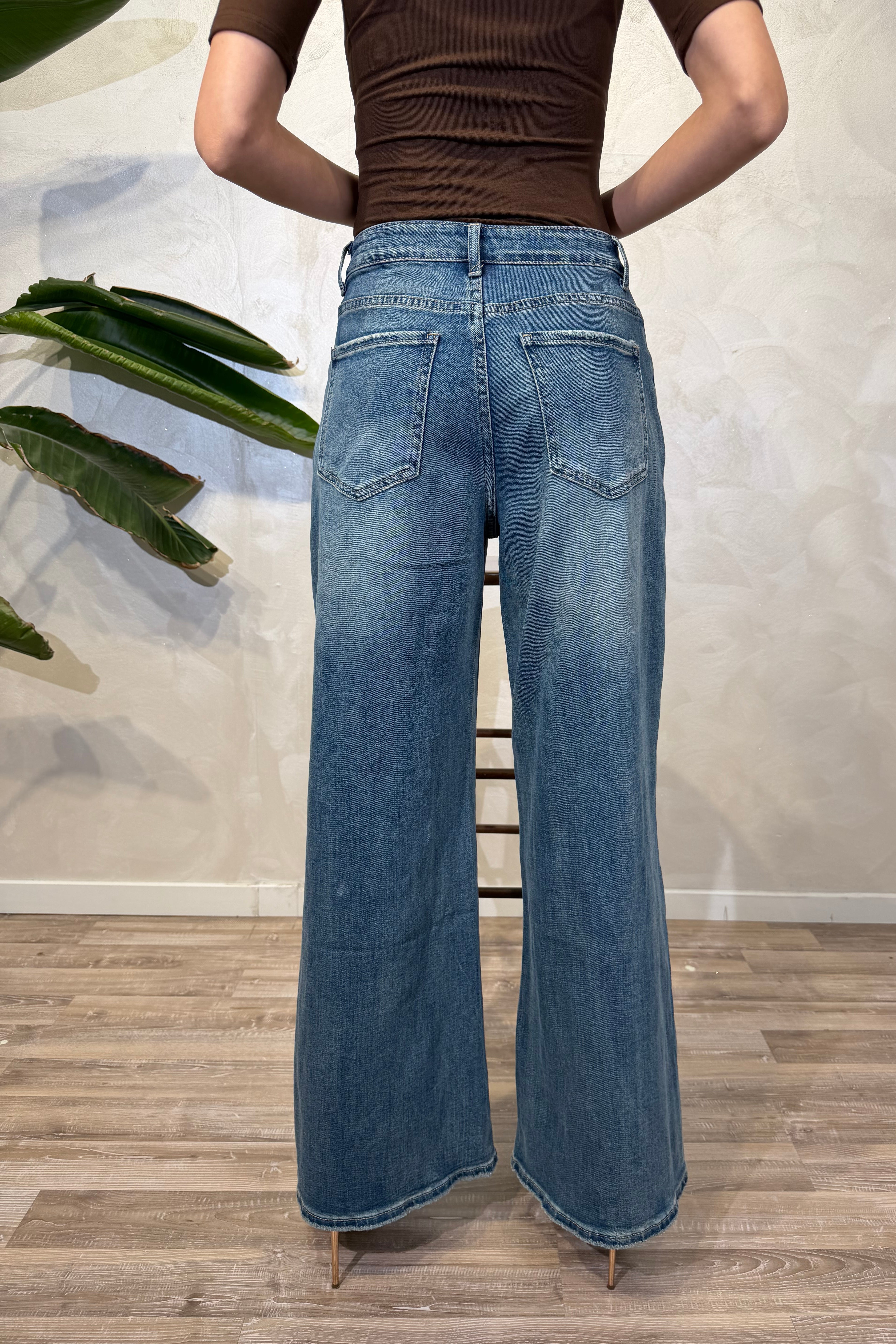JEANS WIDE LEG LAVAGGIO BLUE VINTAGE COL. DENIM