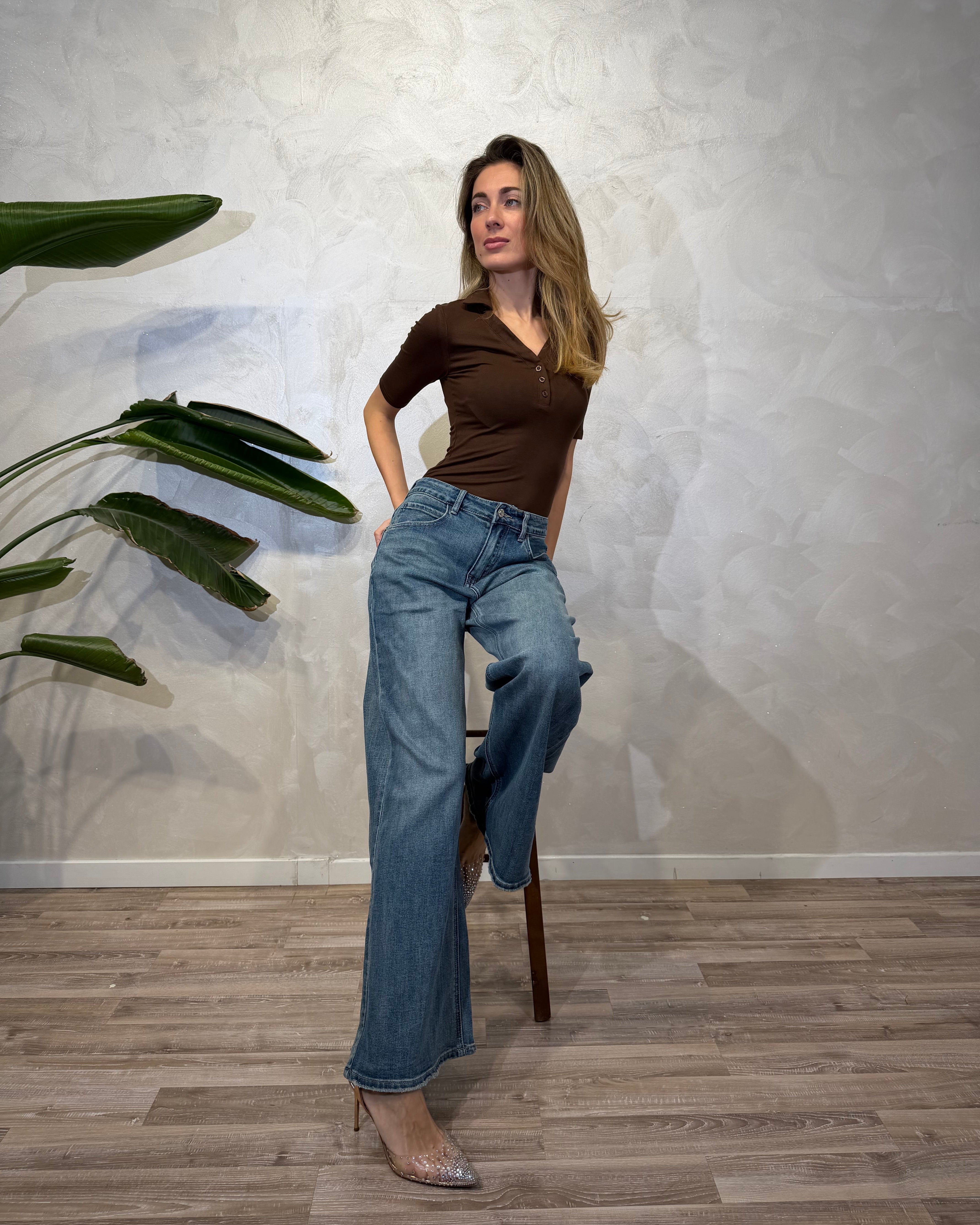 JEANS WIDE LEG LAVAGGIO BLUE VINTAGE COL. DENIM