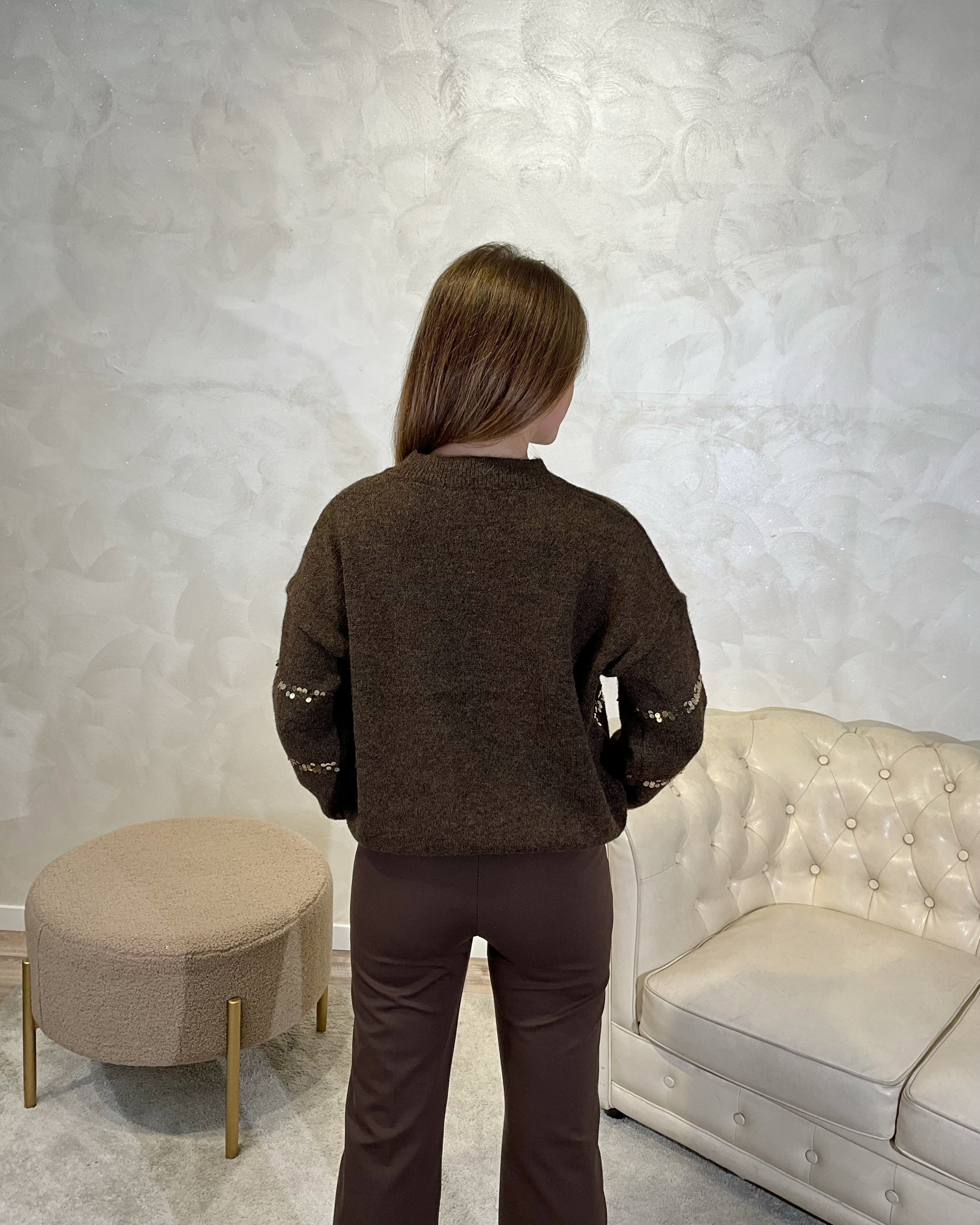 MAGLIA UNITA CON DETTAGLI PAILLETTES COL. BISCOTTO