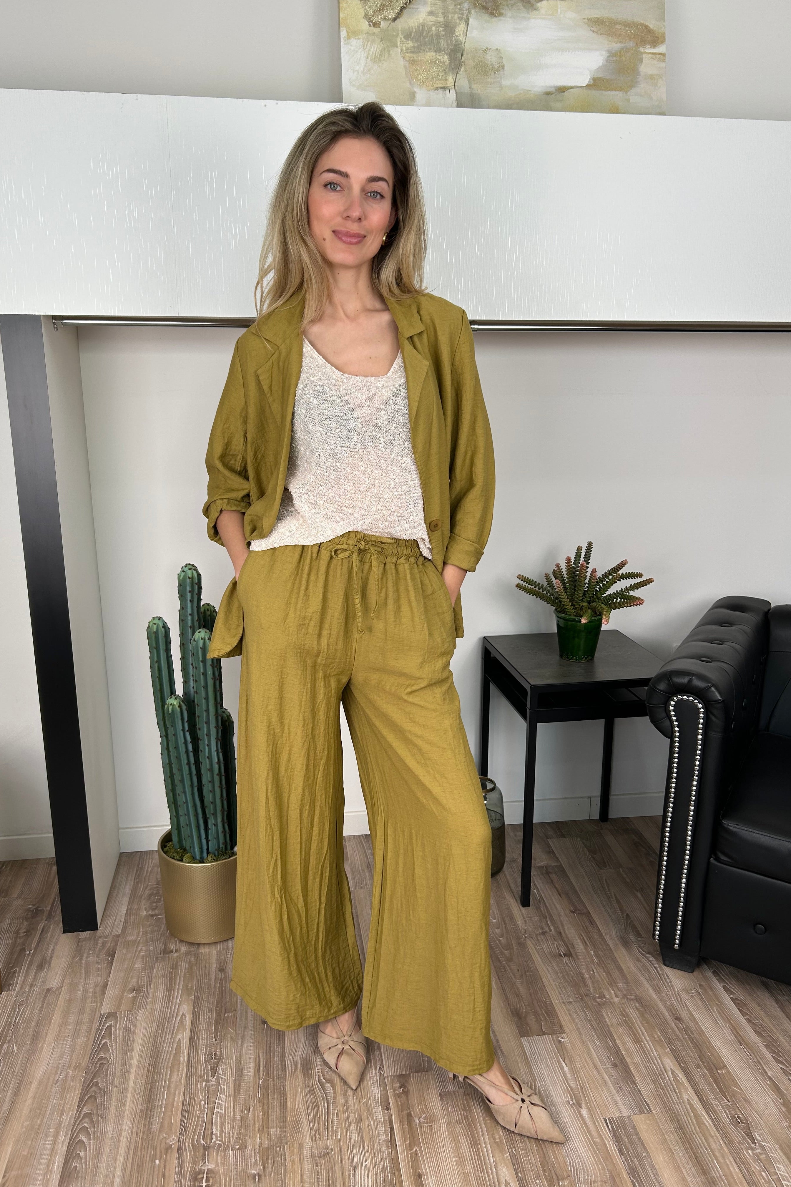 COMPLETO IN TENCEL/LINO RELAX FIT COL. OLIO