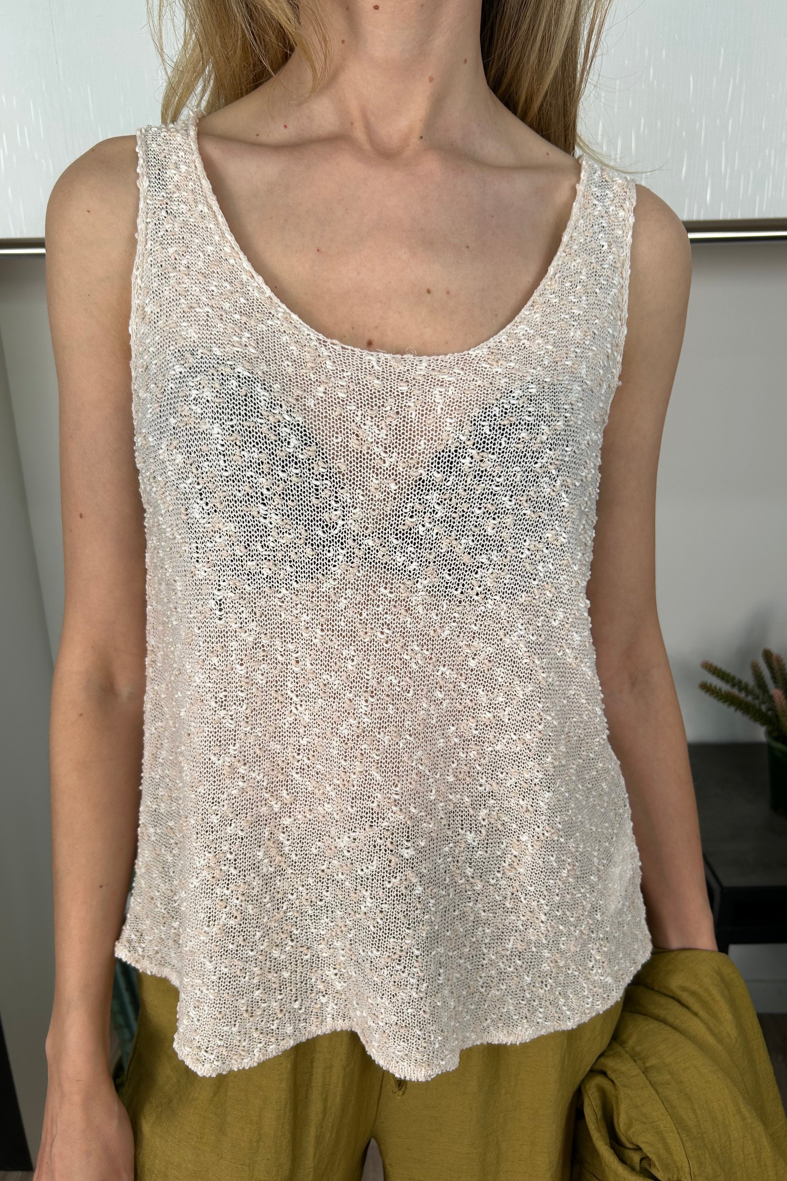 TOP TRICOT CHIARO TRAFORATO COL. PANNA