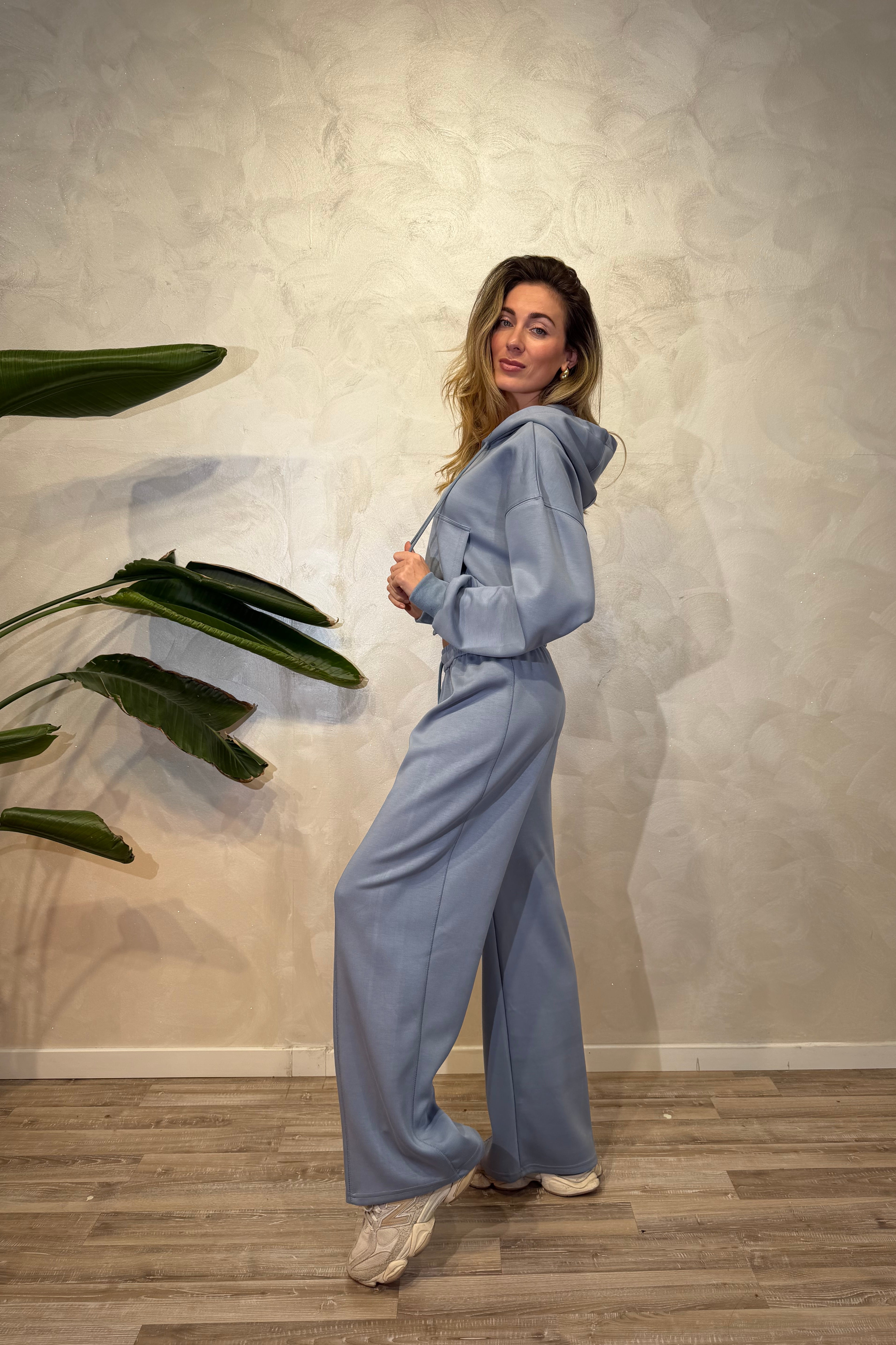 COMPLETO FELPA CON CAPPUCCIO E PANTALONI COL. POLVERE