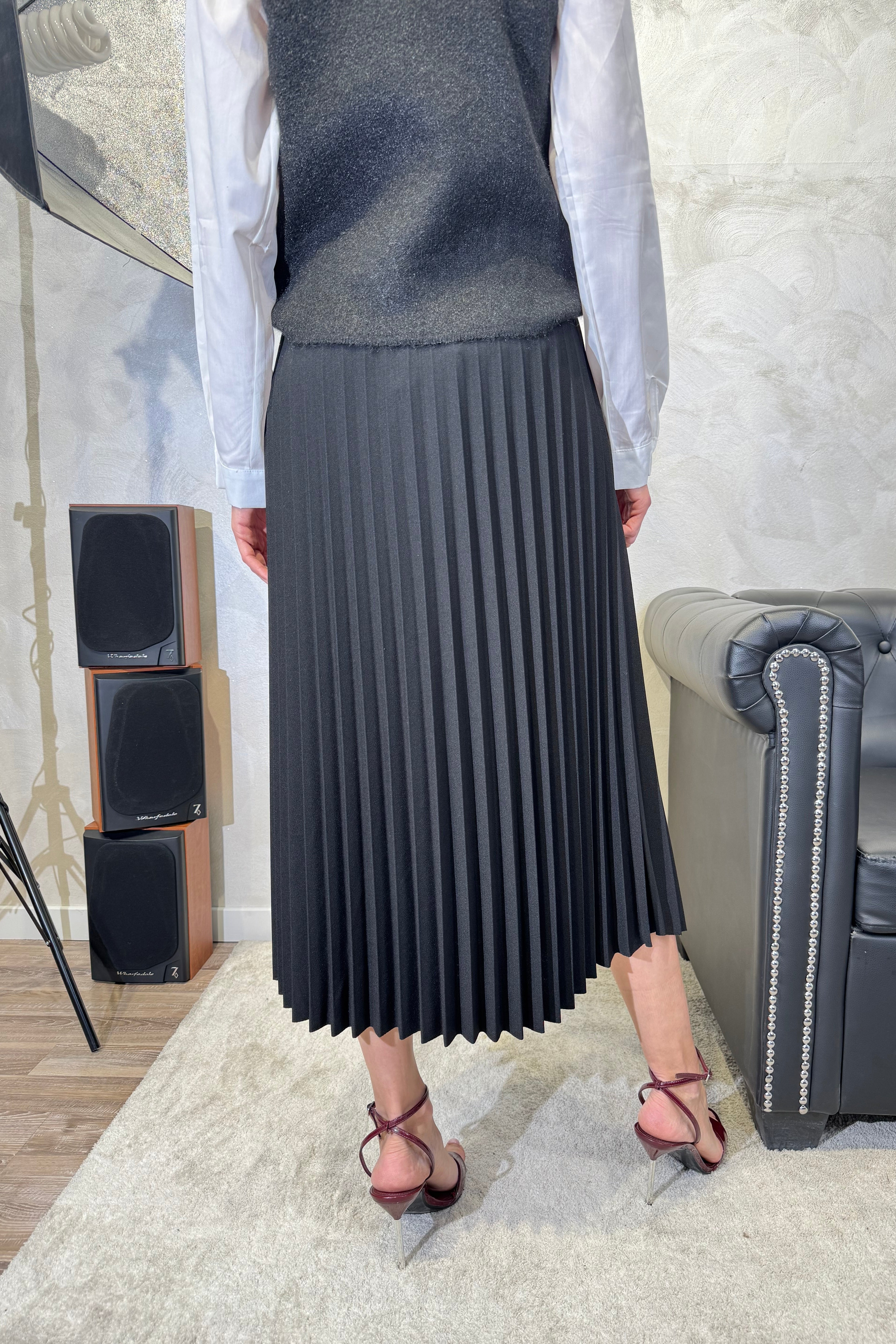 GONNA PLISSE' CON CINTURA COL. NERO