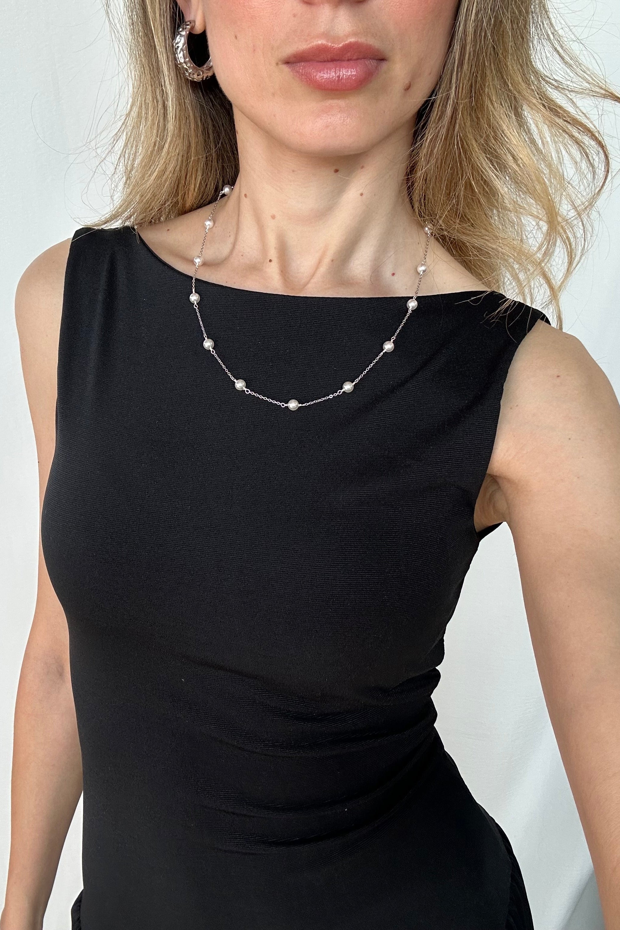 COLLANA CLOR ARGENTO CON PERLE MINIMAL