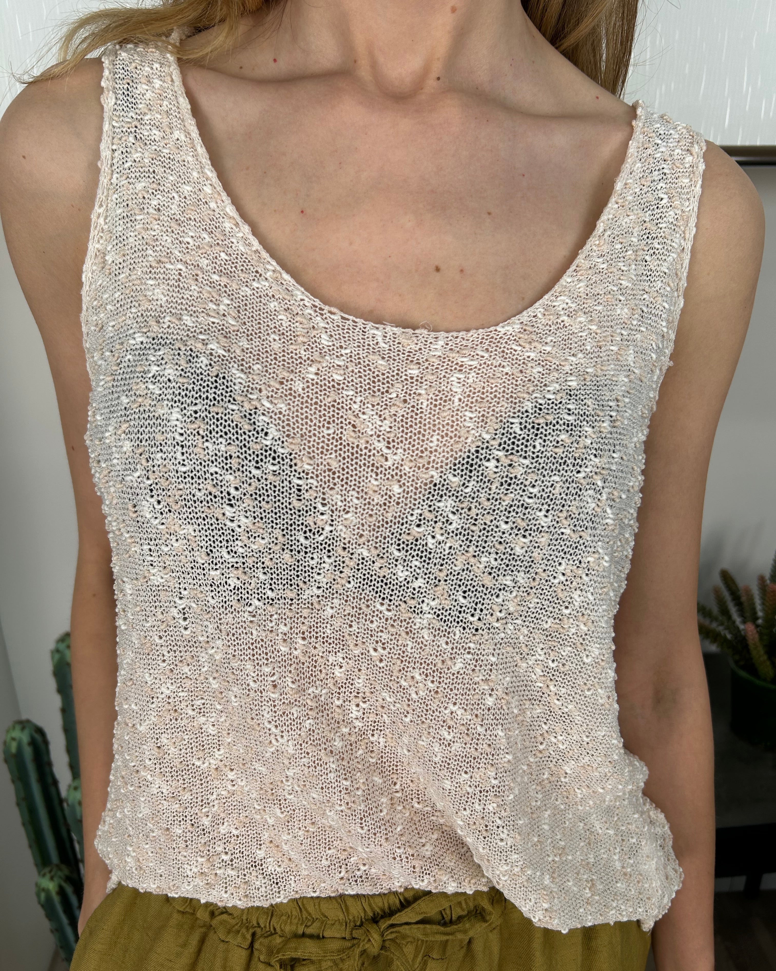 TOP TRICOT CHIARO TRAFORATO COL. PANNA
